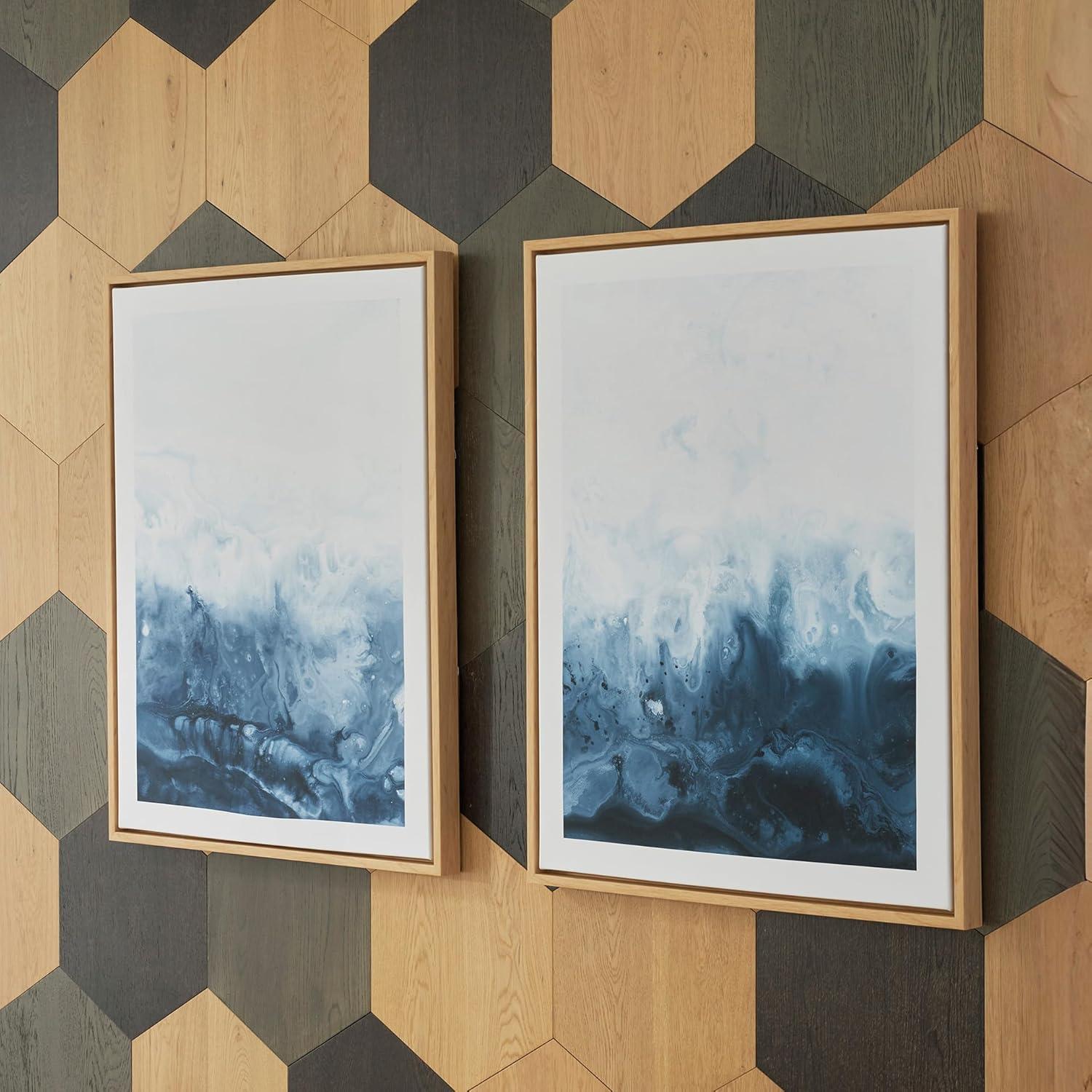 imageSignature Design by Ashley Holport Contemporary Abstract Framed Wall Art Set 2 Count Blue amp White