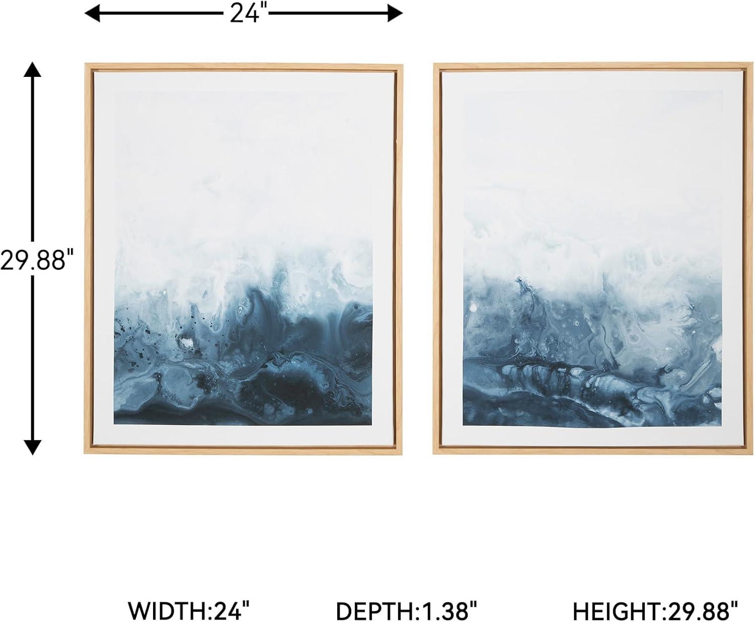 imageSignature Design by Ashley Holport Contemporary Abstract Framed Wall Art Set 2 Count Blue amp White