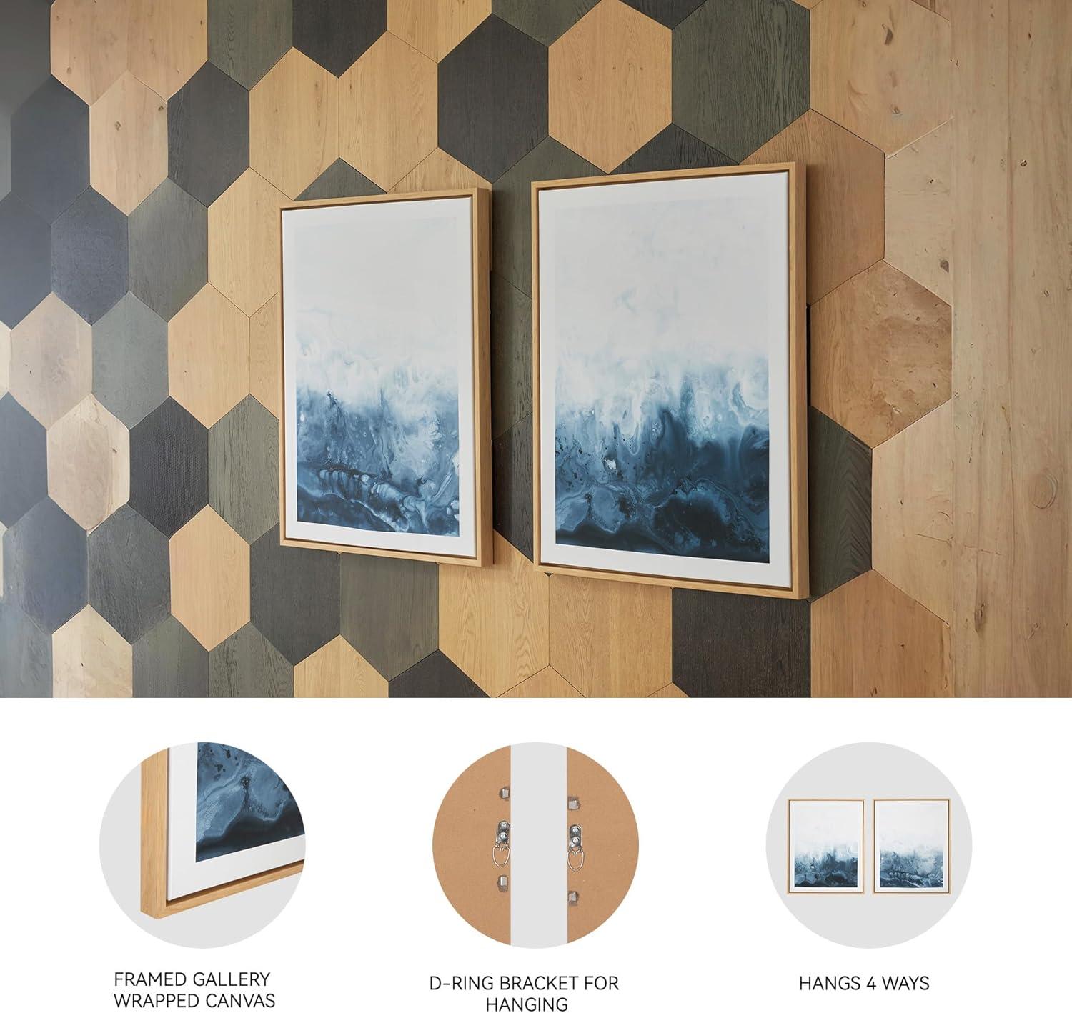 imageSignature Design by Ashley Holport Contemporary Abstract Framed Wall Art Set 2 Count Blue amp White