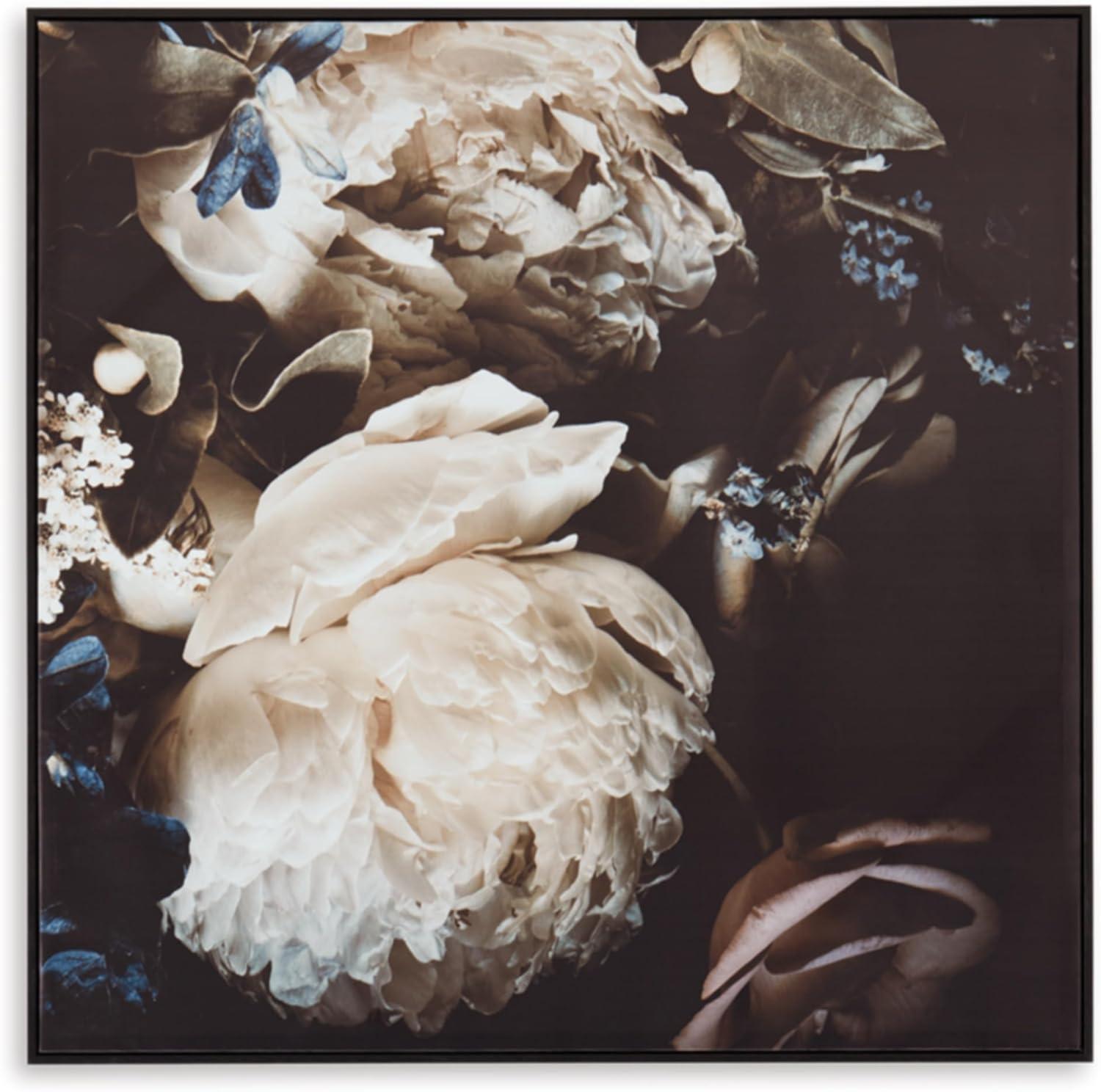 imageSignature Design by Ashley Hurshaw Classic Square Floral Framed Gallery Wrapped Canvas Wall Art 40 x 40 Inches Beige amp Dark Brown