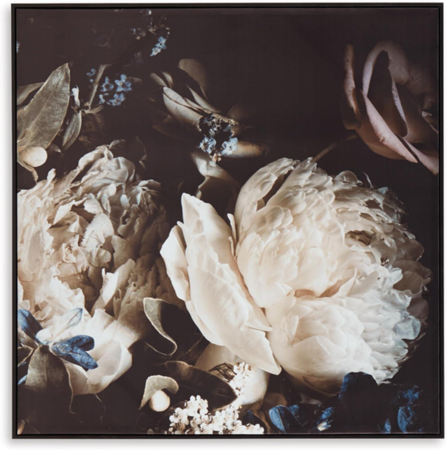 imageSignature Design by Ashley Hurshaw Classic Square Floral Framed Gallery Wrapped Canvas Wall Art 40 x 40 Inches Beige amp Dark Brown