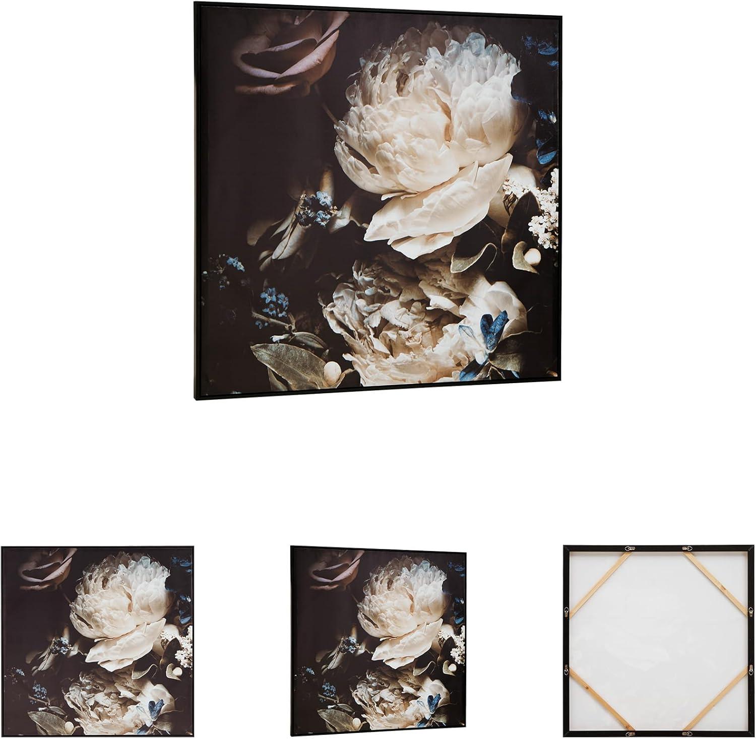 imageSignature Design by Ashley Hurshaw Classic Square Floral Framed Gallery Wrapped Canvas Wall Art 40 x 40 Inches Beige amp Dark Brown