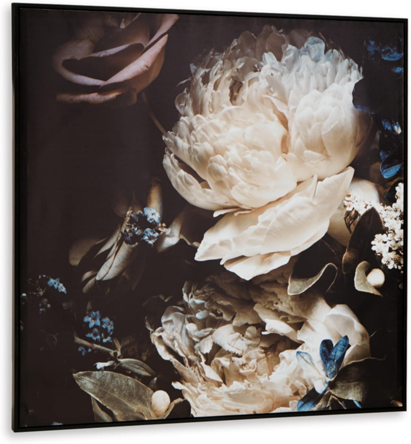 imageSignature Design by Ashley Hurshaw Classic Square Floral Framed Gallery Wrapped Canvas Wall Art 40 x 40 Inches Beige amp Dark Brown