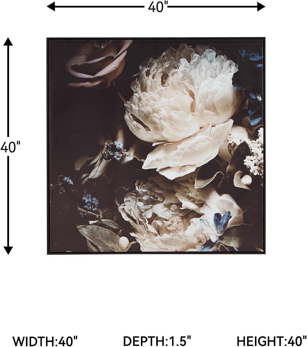 imageSignature Design by Ashley Hurshaw Classic Square Floral Framed Gallery Wrapped Canvas Wall Art 40 x 40 Inches Beige amp Dark Brown