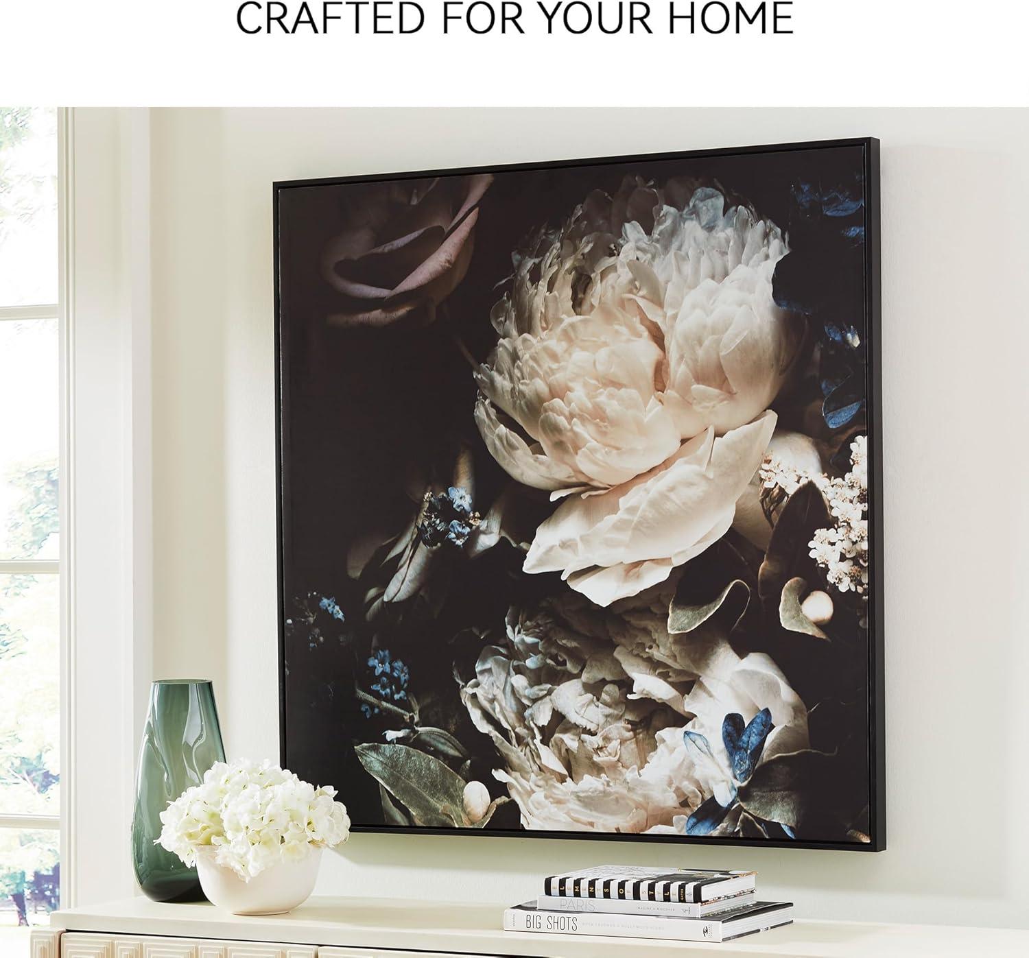 imageSignature Design by Ashley Hurshaw Classic Square Floral Framed Gallery Wrapped Canvas Wall Art 40 x 40 Inches Beige amp Dark Brown