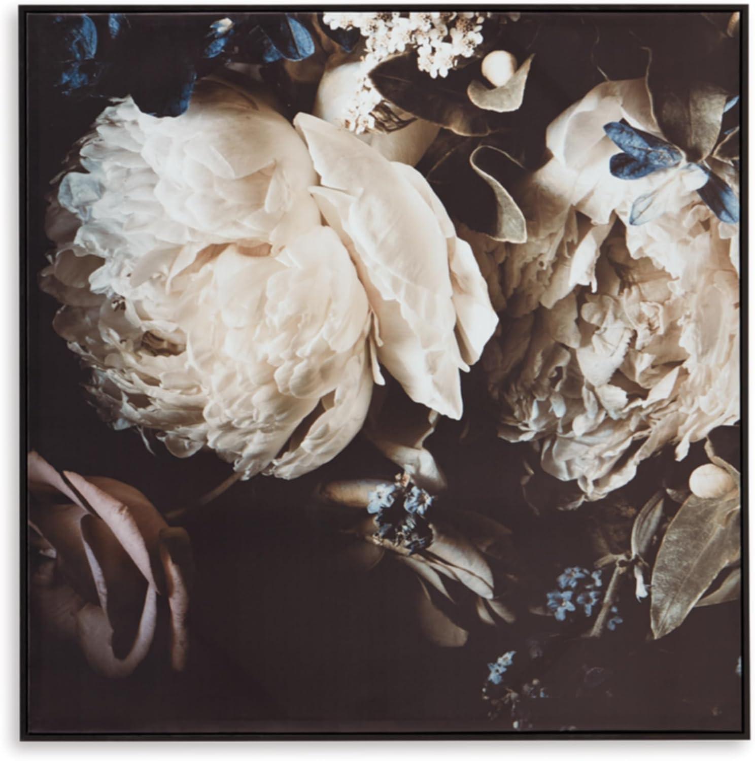 imageSignature Design by Ashley Hurshaw Classic Square Floral Framed Gallery Wrapped Canvas Wall Art 40 x 40 Inches Beige amp Dark Brown