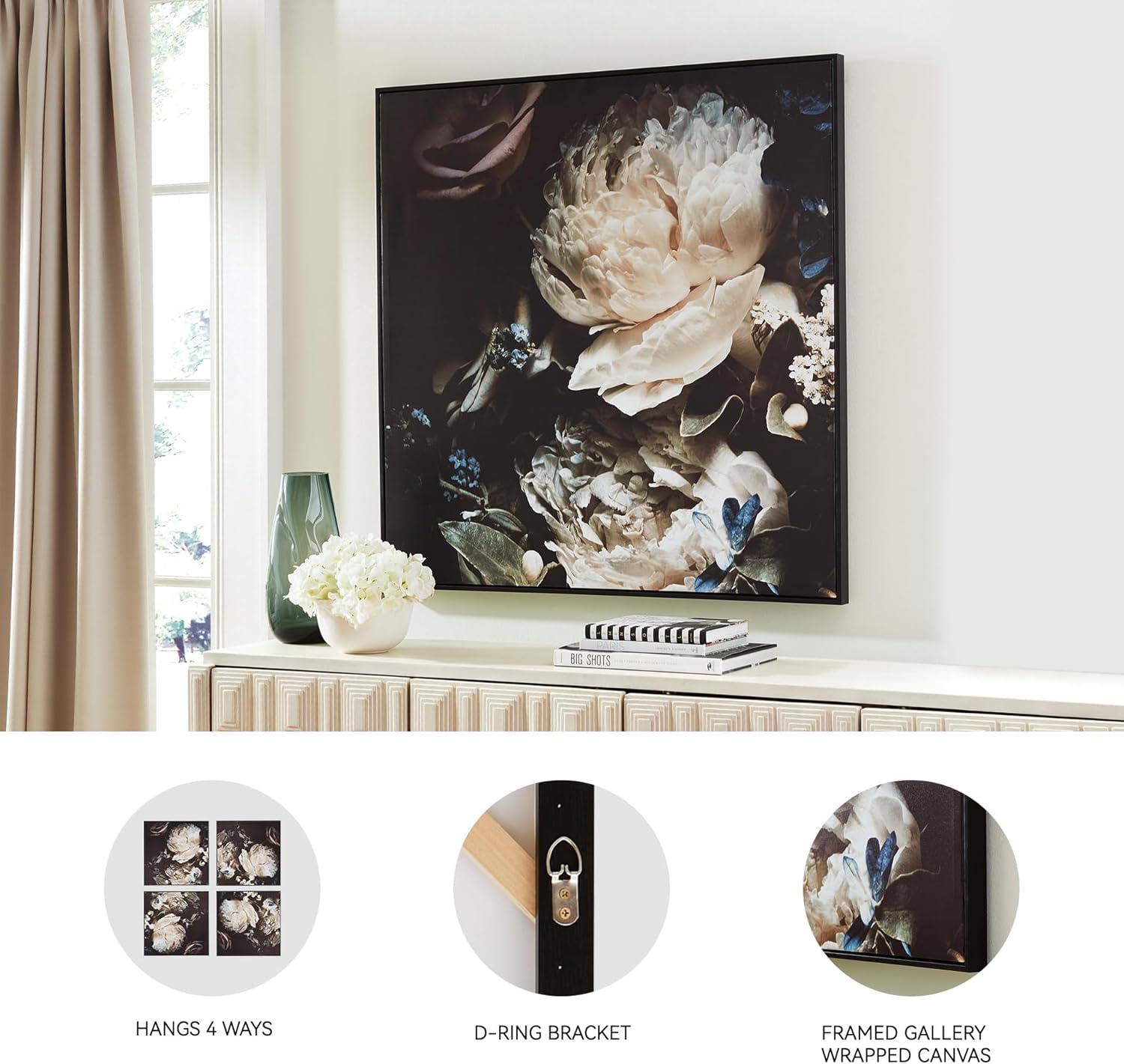 imageSignature Design by Ashley Hurshaw Classic Square Floral Framed Gallery Wrapped Canvas Wall Art 40 x 40 Inches Beige amp Dark Brown