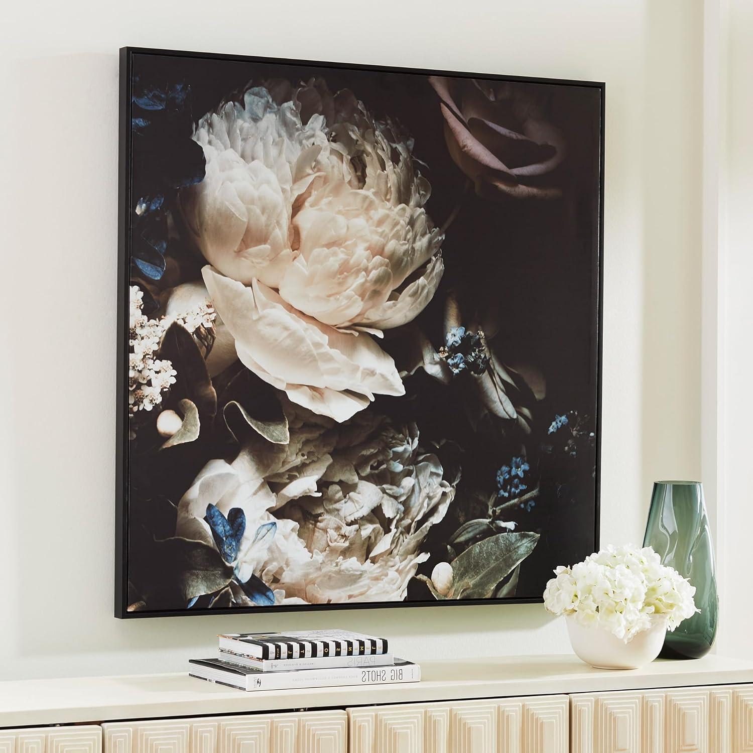 imageSignature Design by Ashley Hurshaw Classic Square Floral Framed Gallery Wrapped Canvas Wall Art 40 x 40 Inches Beige amp Dark Brown