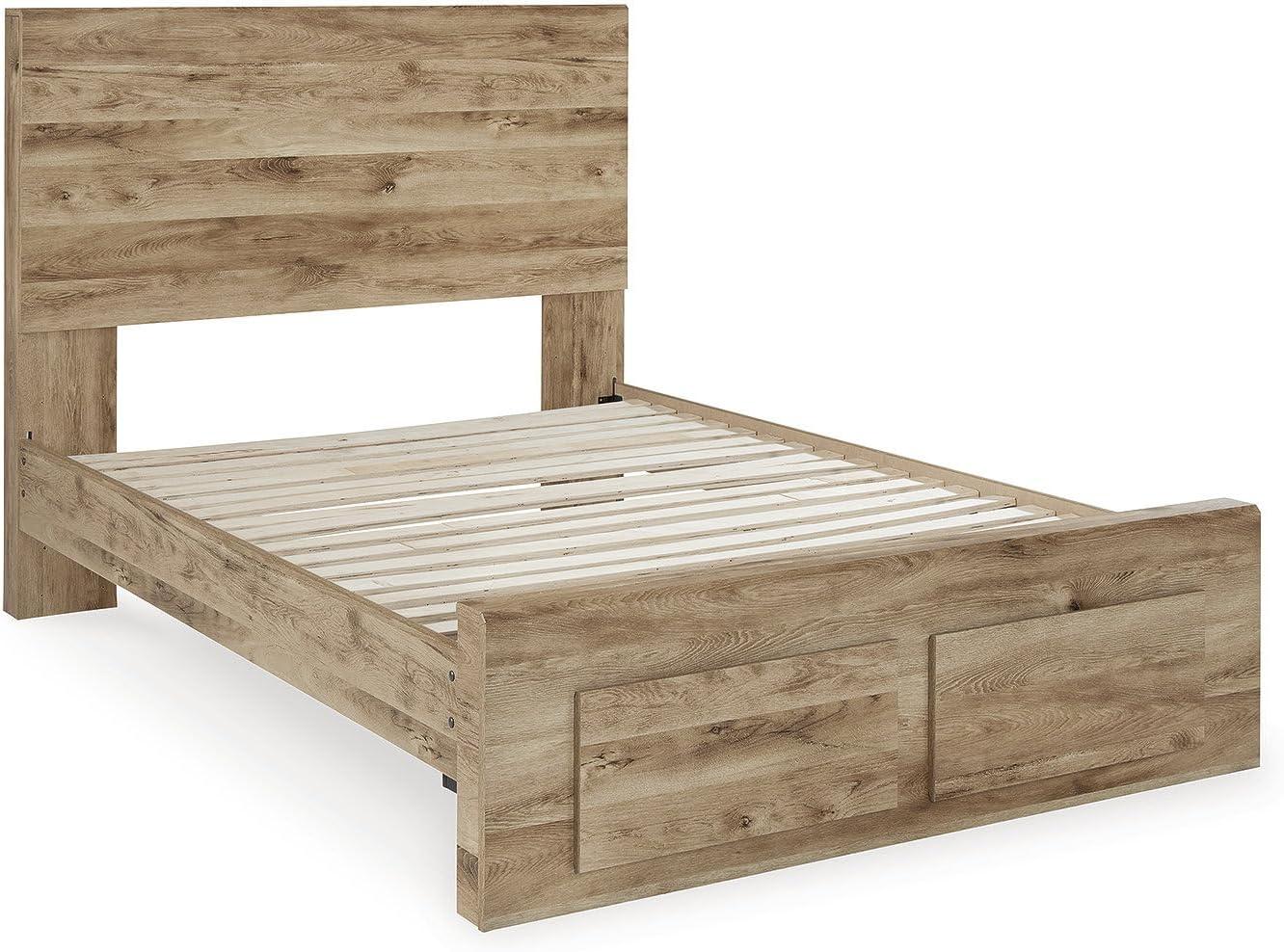 imageSignature Design by Ashley Hyanna Rustic King Platform Bed with 2 Side Storage Drawer Foundation or Box Spring Not Needed Light BrownFull