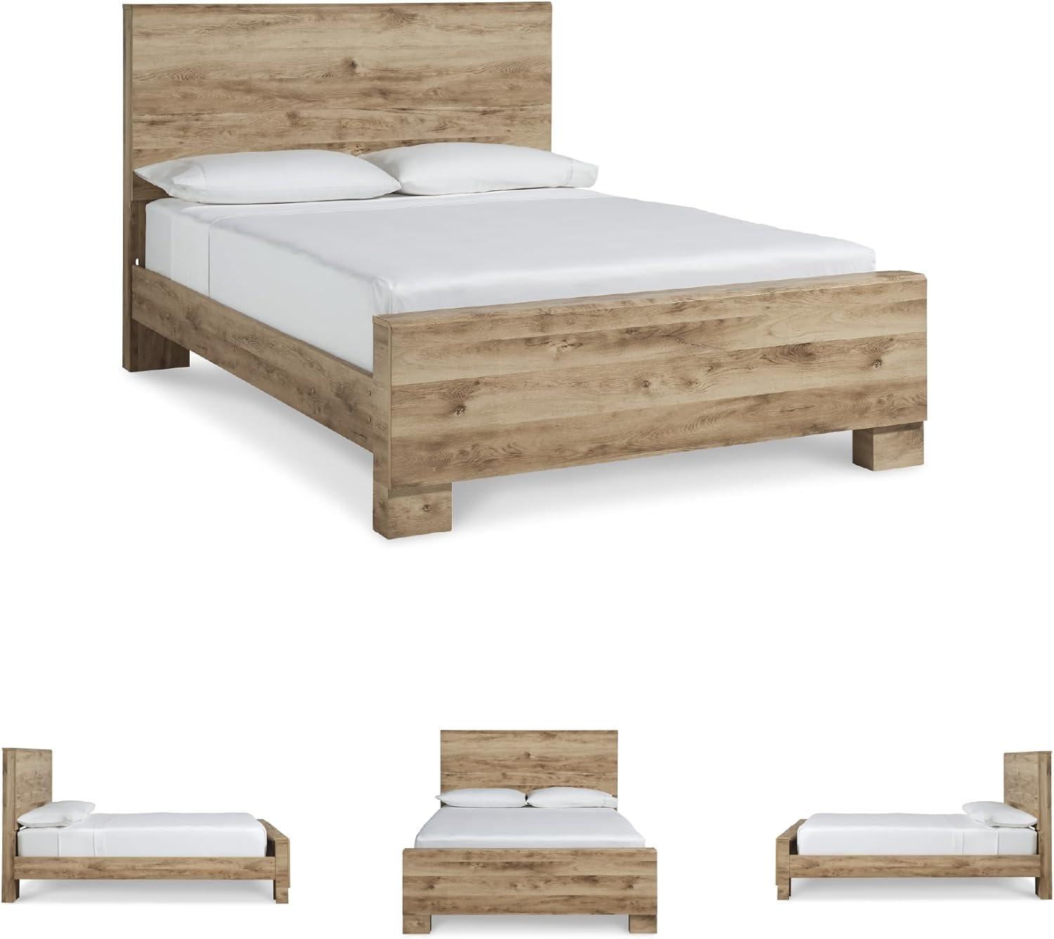 imageSignature Design by Ashley Hyanna Rustic King Platform Bed with 2 Side Storage Drawer Foundation or Box Spring Not Needed Light BrownFull