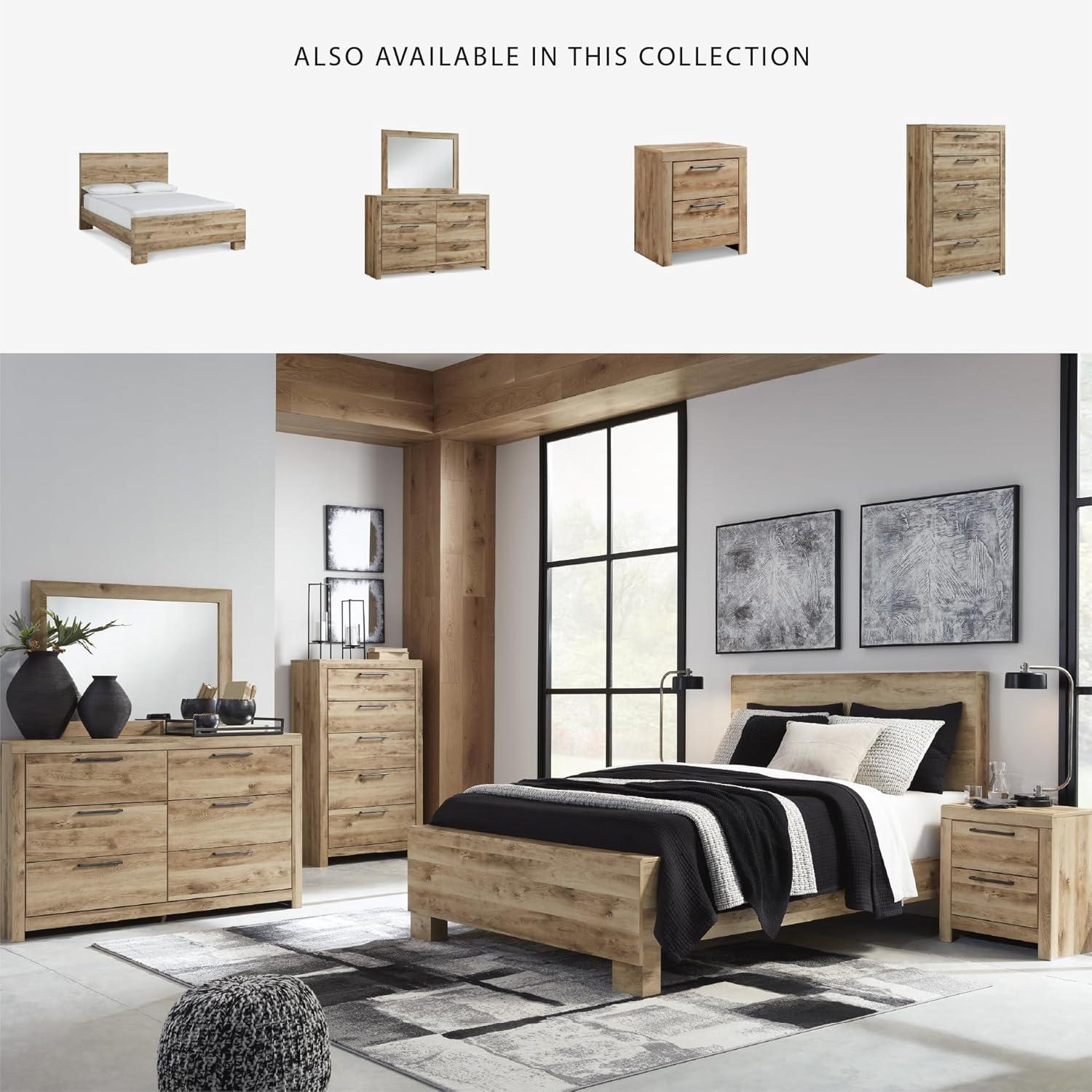 imageSignature Design by Ashley Hyanna Rustic King Platform Bed with 2 Side Storage Drawer Foundation or Box Spring Not Needed Light BrownFull