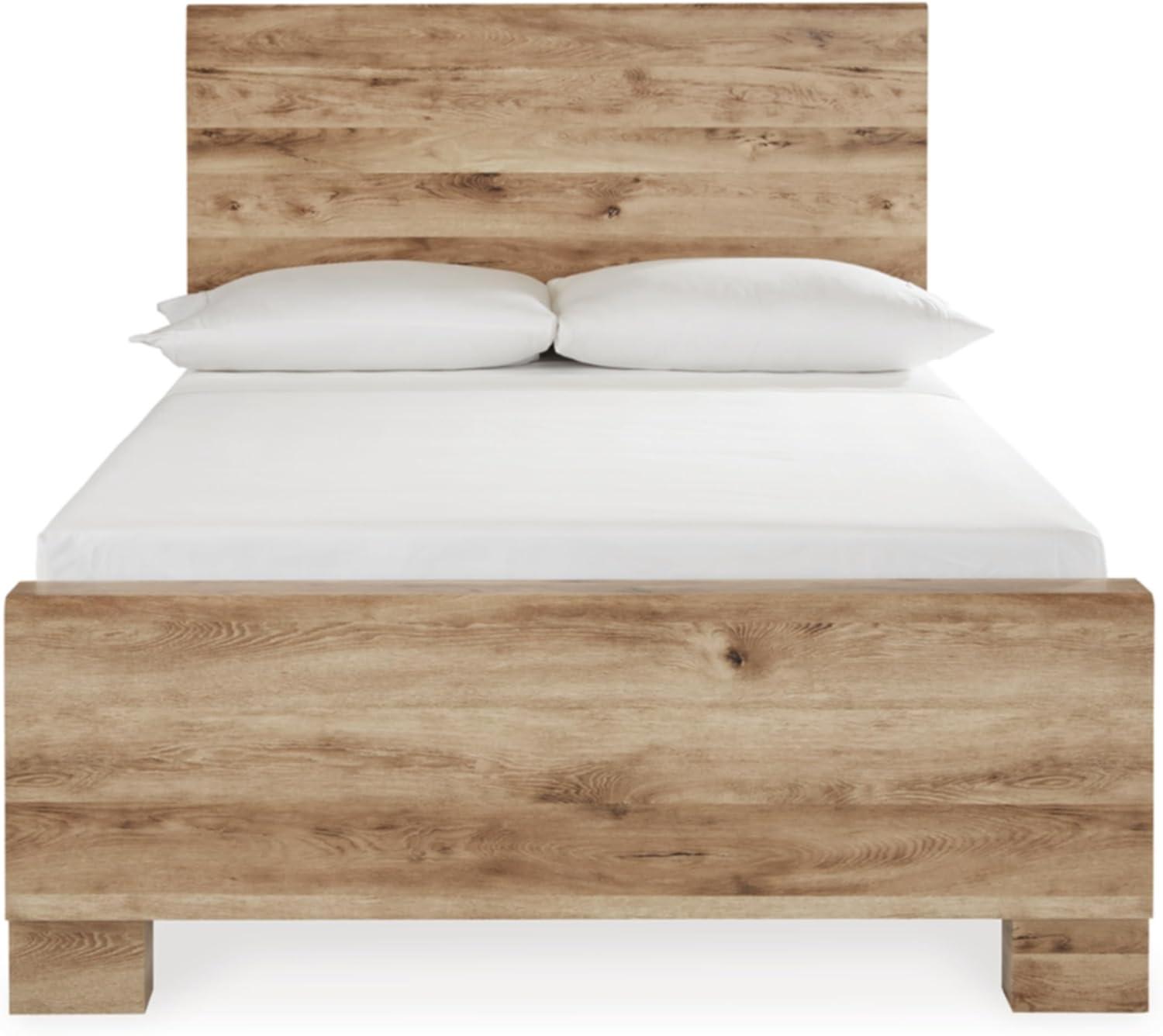 imageSignature Design by Ashley Hyanna Rustic King Platform Bed with 2 Side Storage Drawer Foundation or Box Spring Not Needed Light BrownFull