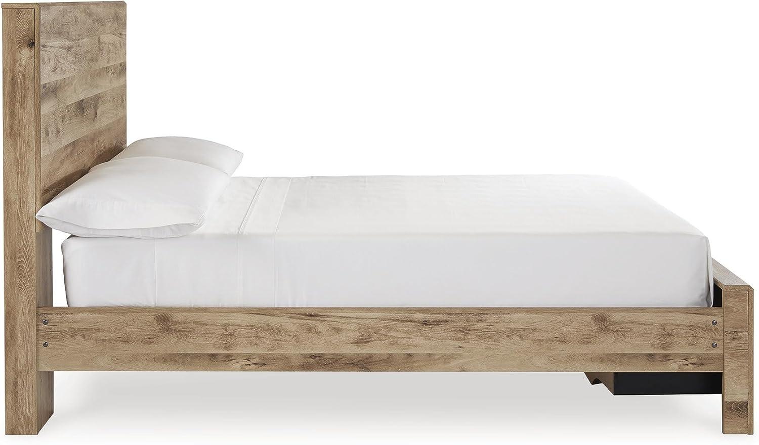 imageSignature Design by Ashley Hyanna Rustic King Platform Bed with 2 Side Storage Drawer Foundation or Box Spring Not Needed Light BrownFull