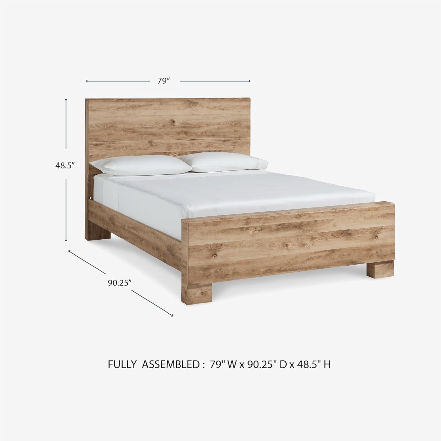 imageSignature Design by Ashley Hyanna Rustic King Platform Bed with 2 Side Storage Drawer Foundation or Box Spring Not Needed Light BrownKing