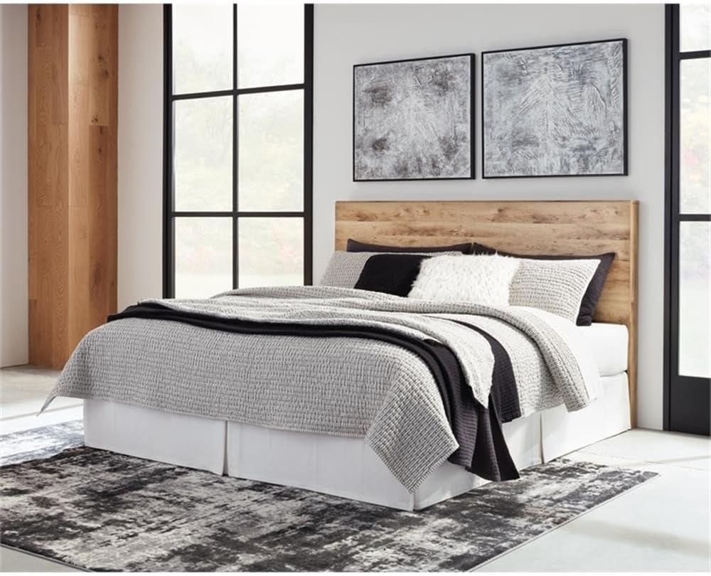 imageSignature Design by Ashley Hyanna Rustic King Platform Bed with 2 Side Storage Drawer Foundation or Box Spring Not Needed Light BrownKing