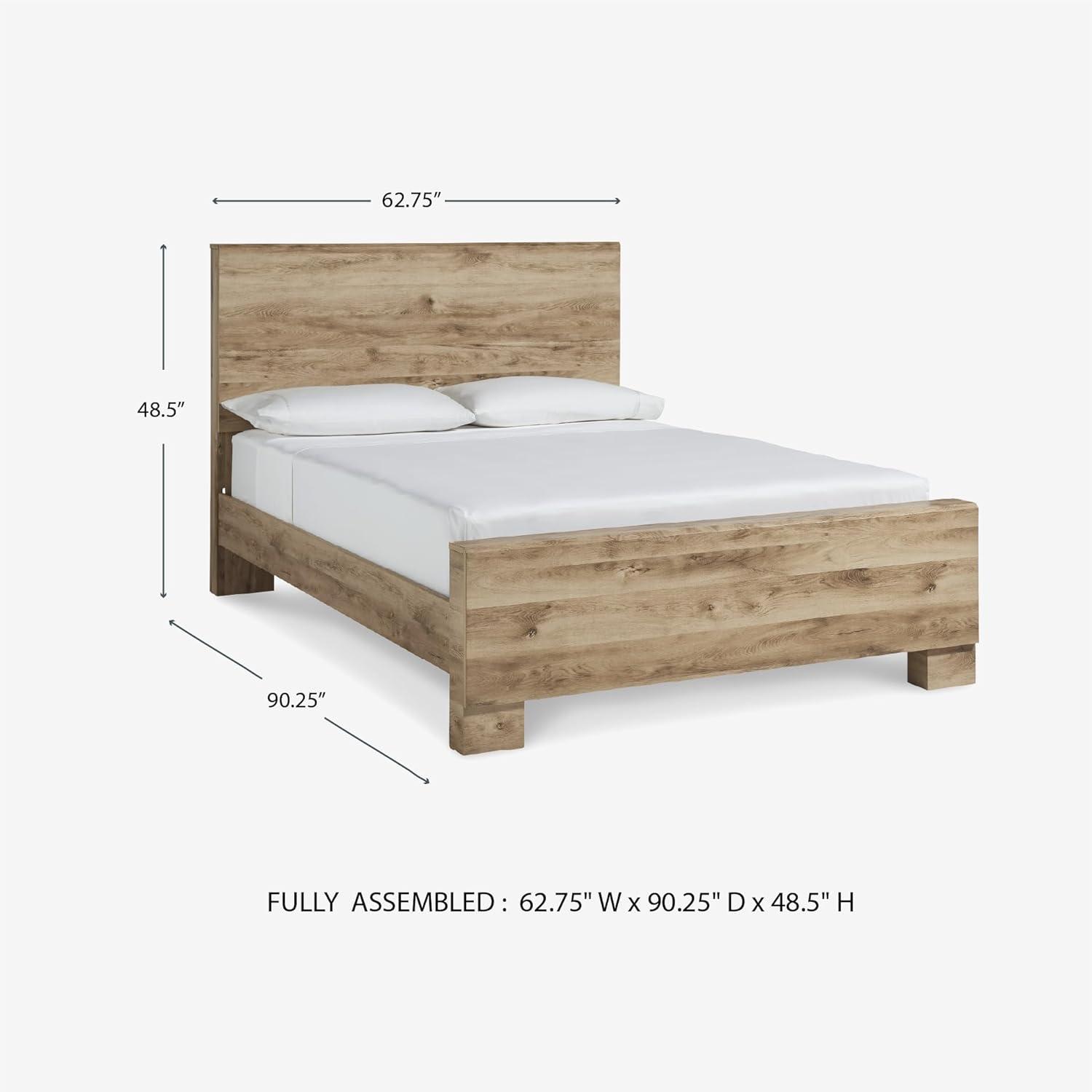 imageSignature Design by Ashley Hyanna Rustic King Platform Bed with 2 Side Storage Drawer Foundation or Box Spring Not Needed Light BrownQueen