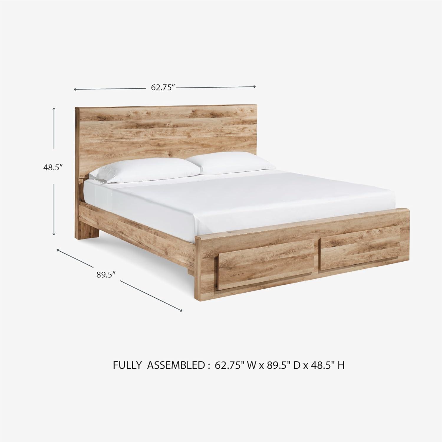 imageSignature Design by Ashley Hyanna Rustic King Platform Bed with 2 Side Storage Drawer Foundation or Box Spring Not Needed Light BrownQueen