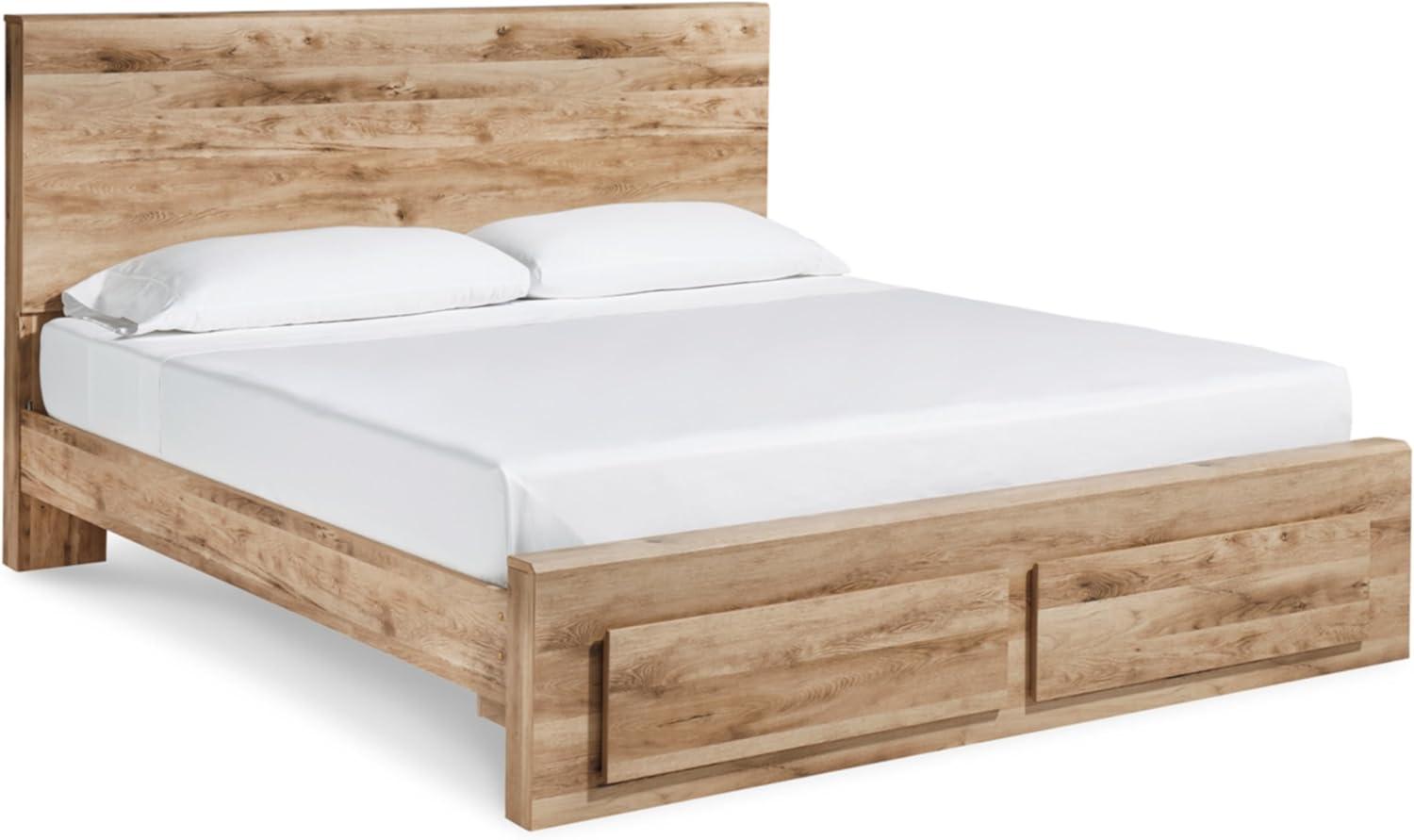 imageSignature Design by Ashley Hyanna Rustic King Platform Bed with 2 Side Storage Drawer Foundation or Box Spring Not Needed Light BrownQueen