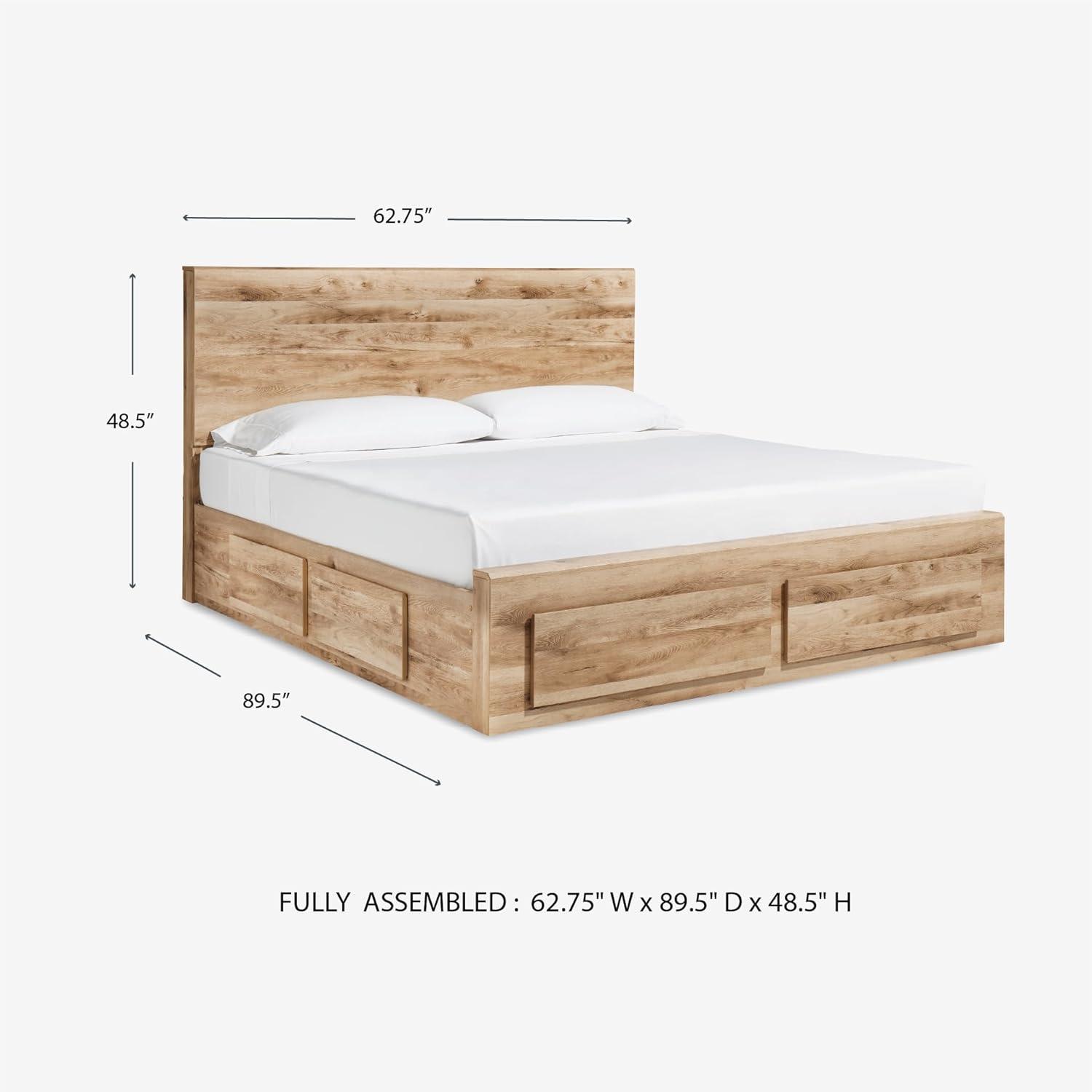 imageSignature Design by Ashley Hyanna Rustic King Platform Bed with 2 Side Storage Drawer Foundation or Box Spring Not Needed Light BrownQueen