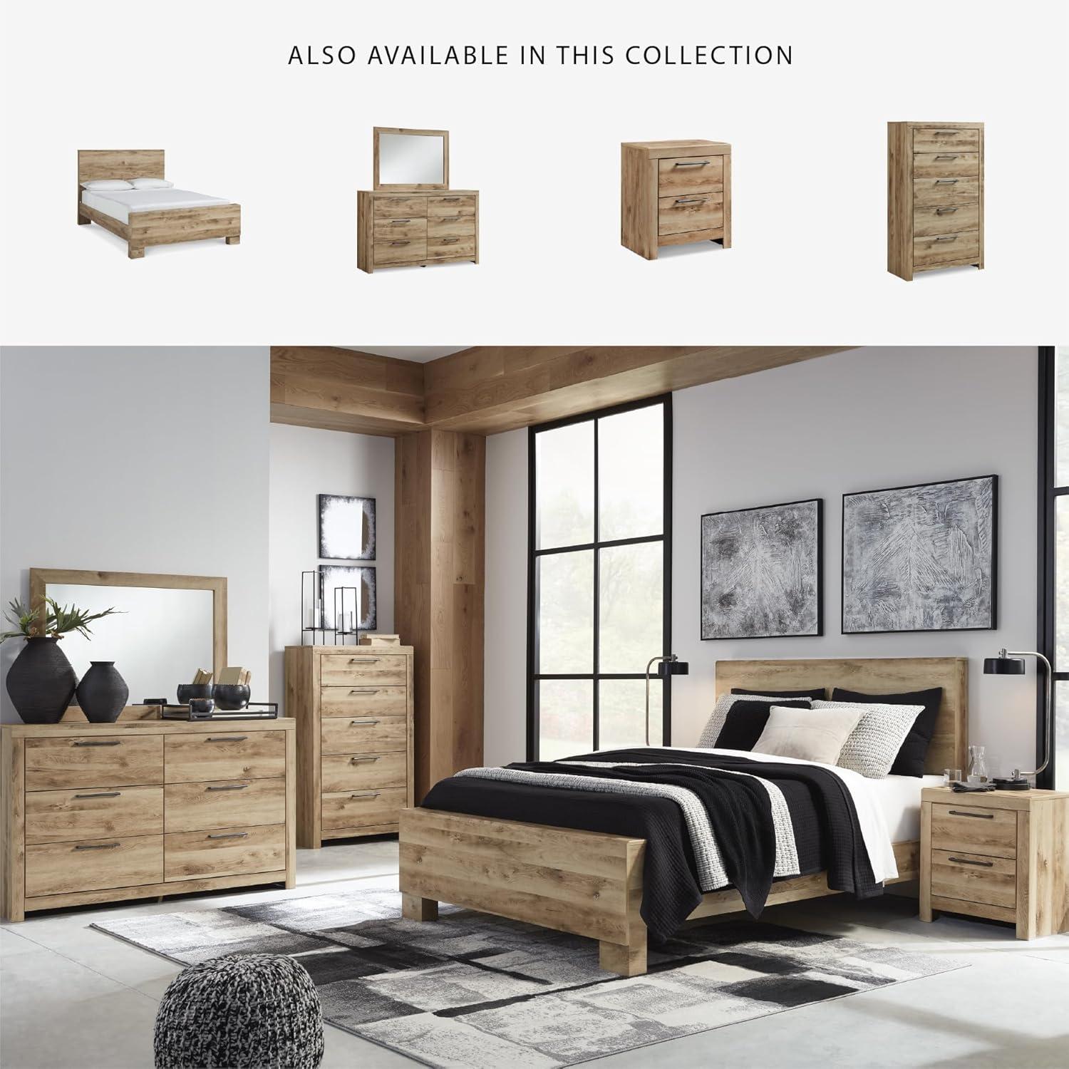 imageSignature Design by Ashley Hyanna Rustic King Platform Bed with 2 Side Storage Drawer Foundation or Box Spring Not Needed Light BrownQueen