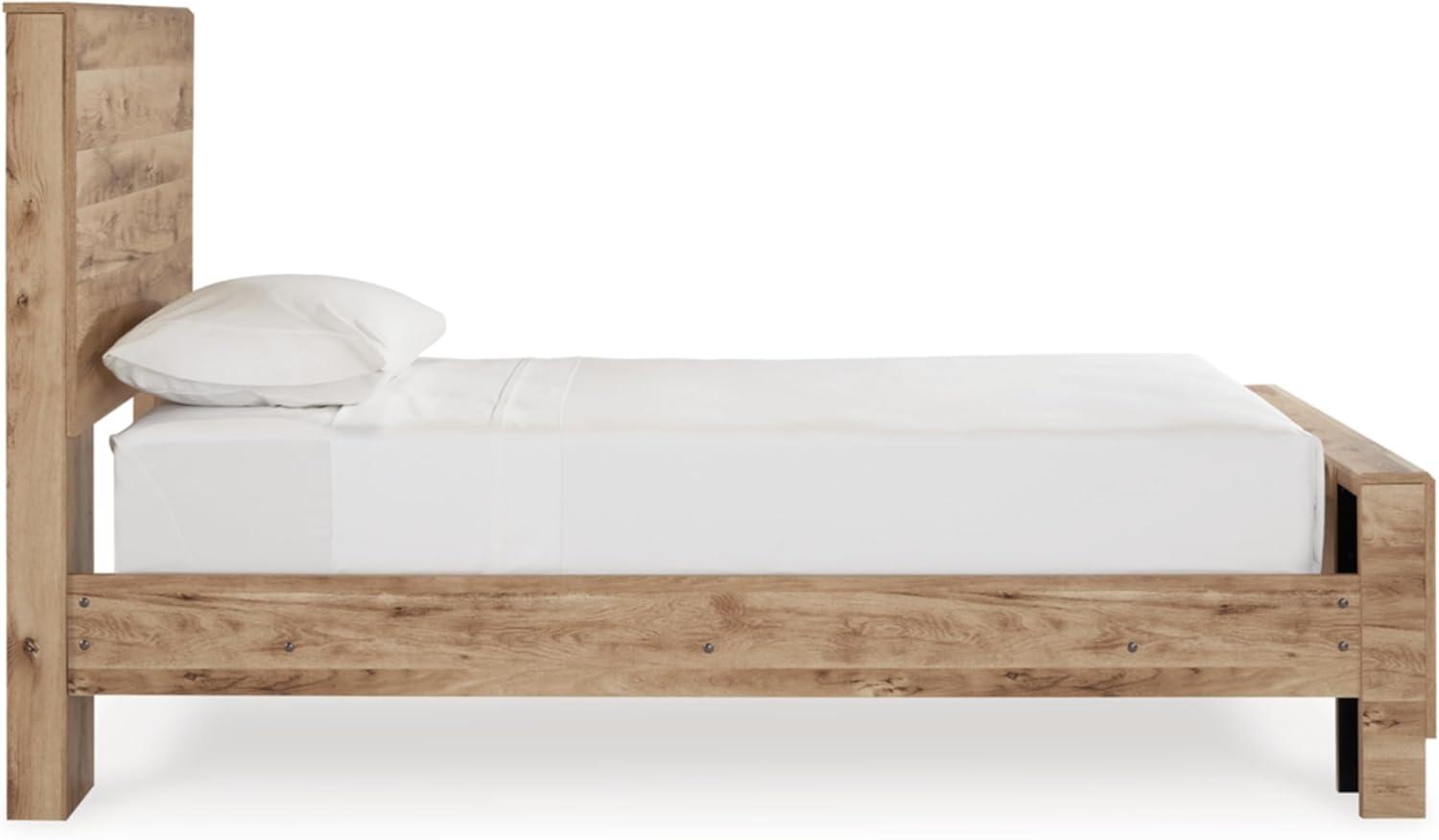 imageSignature Design by Ashley Hyanna Rustic King Platform Bed with 2 Side Storage Drawer Foundation or Box Spring Not Needed Light BrownTwin