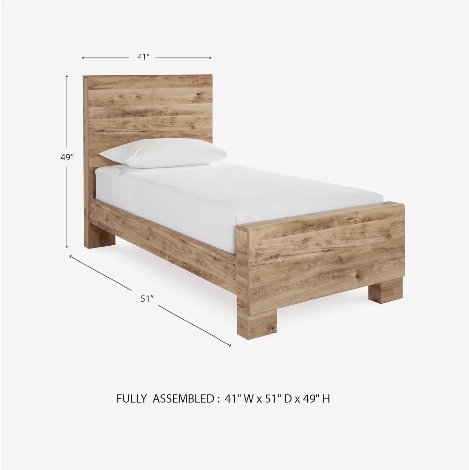 imageSignature Design by Ashley Hyanna Rustic King Platform Bed with 2 Side Storage Drawer Foundation or Box Spring Not Needed Light BrownTwin