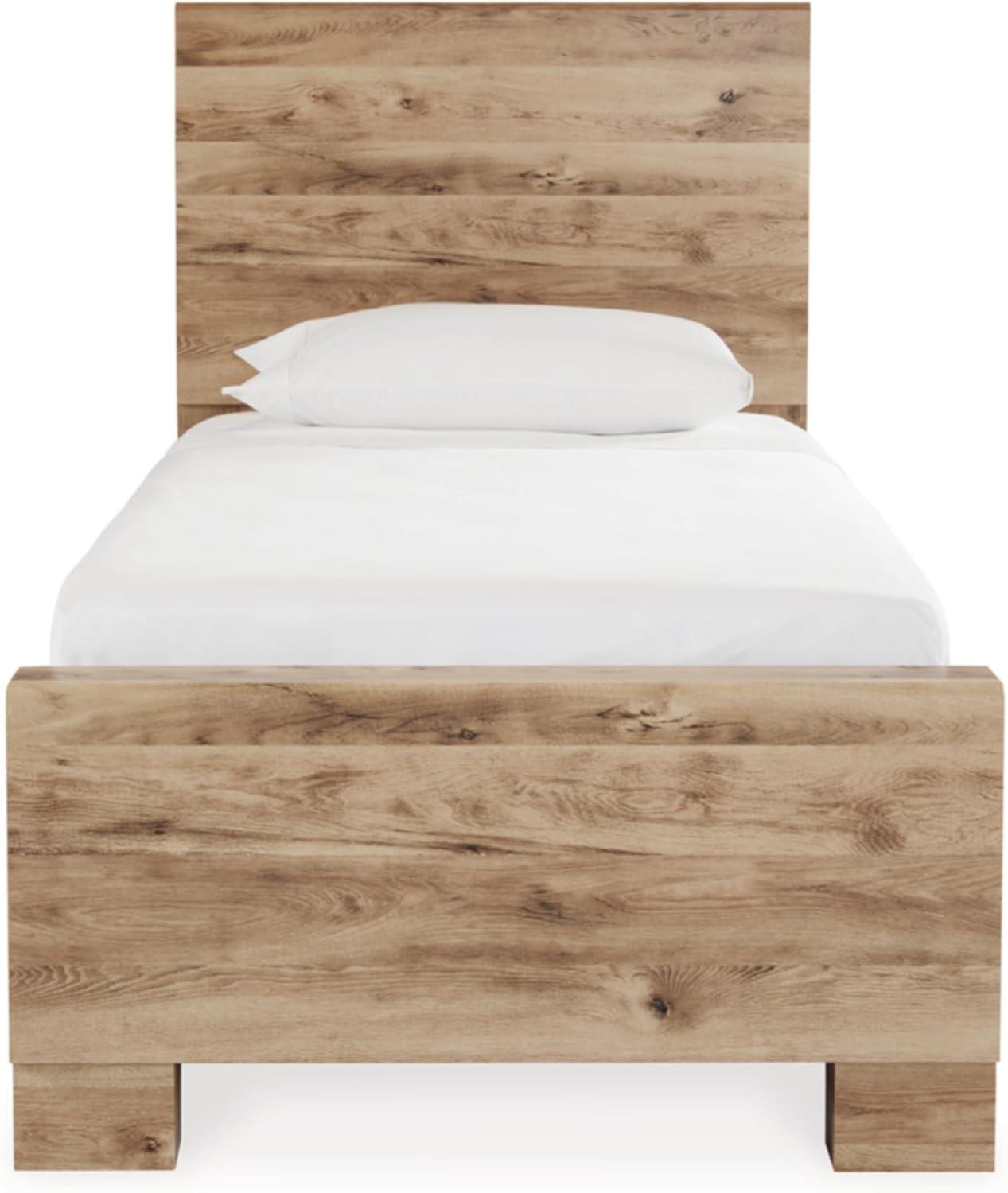 imageSignature Design by Ashley Hyanna Rustic King Platform Bed with 2 Side Storage Drawer Foundation or Box Spring Not Needed Light BrownTwin