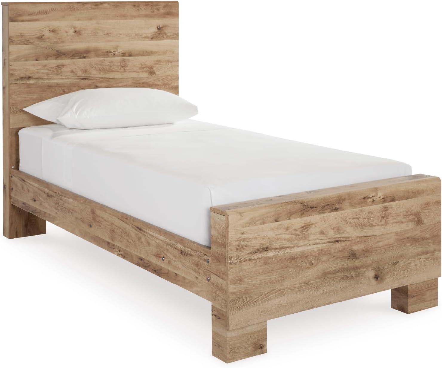 imageSignature Design by Ashley Hyanna Rustic King Platform Bed with 2 Side Storage Drawer Foundation or Box Spring Not Needed Light BrownTwin
