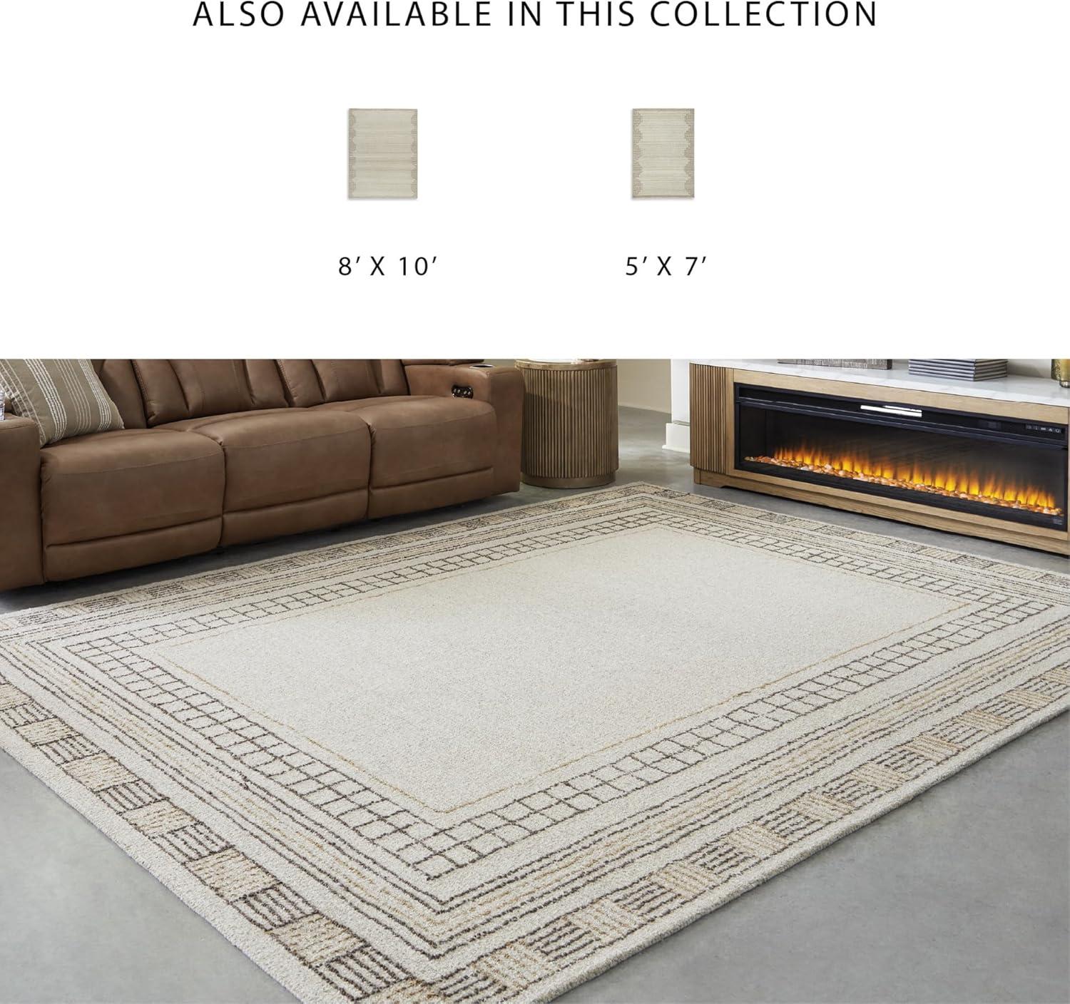 imageSignature Design by Ashley Idaman Transitional Indoor Hand Tufted Geometric Rectangular Wool Blend 8 x 10 Area Rug Beige amp Light Brown8 x 10 Rectangular