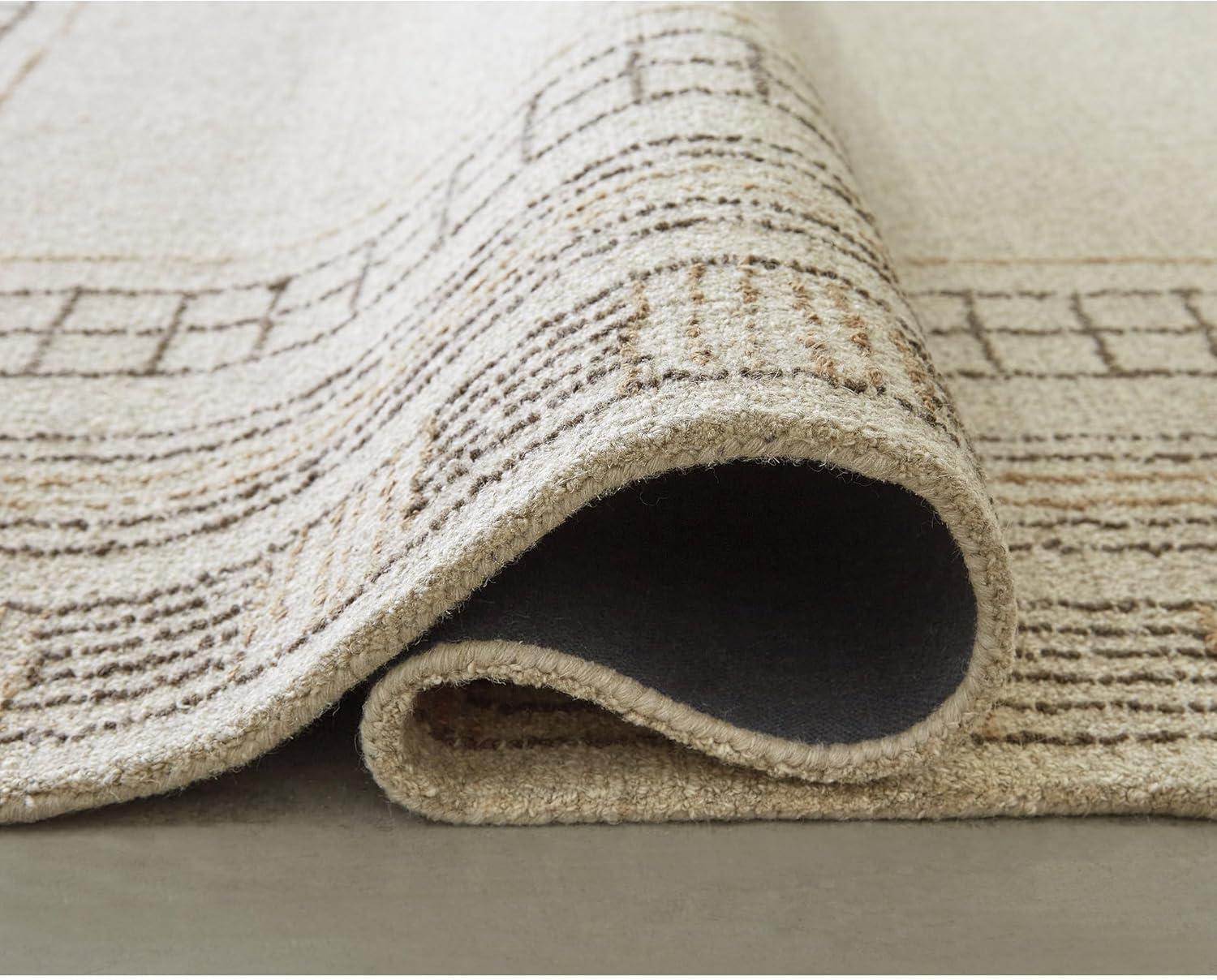 imageSignature Design by Ashley Idaman Transitional Indoor Hand Tufted Geometric Rectangular Wool Blend 8 x 10 Area Rug Beige amp Light Brown8 x 10 Rectangular