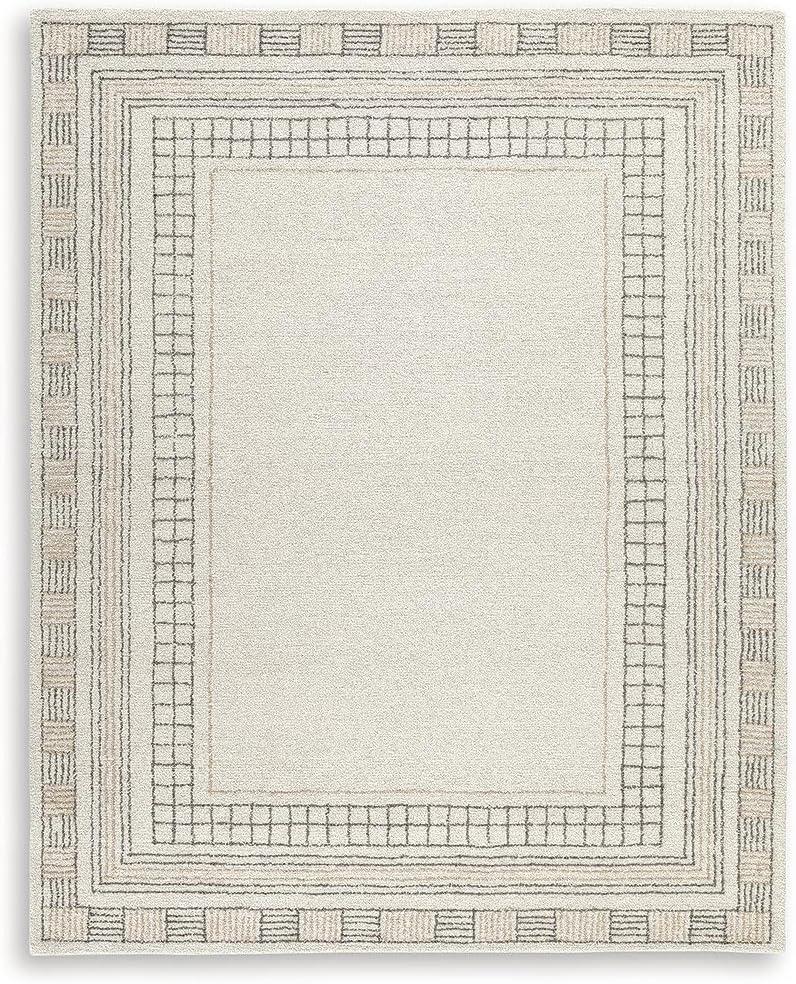 imageSignature Design by Ashley Idaman Transitional Indoor Hand Tufted Geometric Rectangular Wool Blend 8 x 10 Area Rug Beige amp Light Brown8 x 10 Rectangular