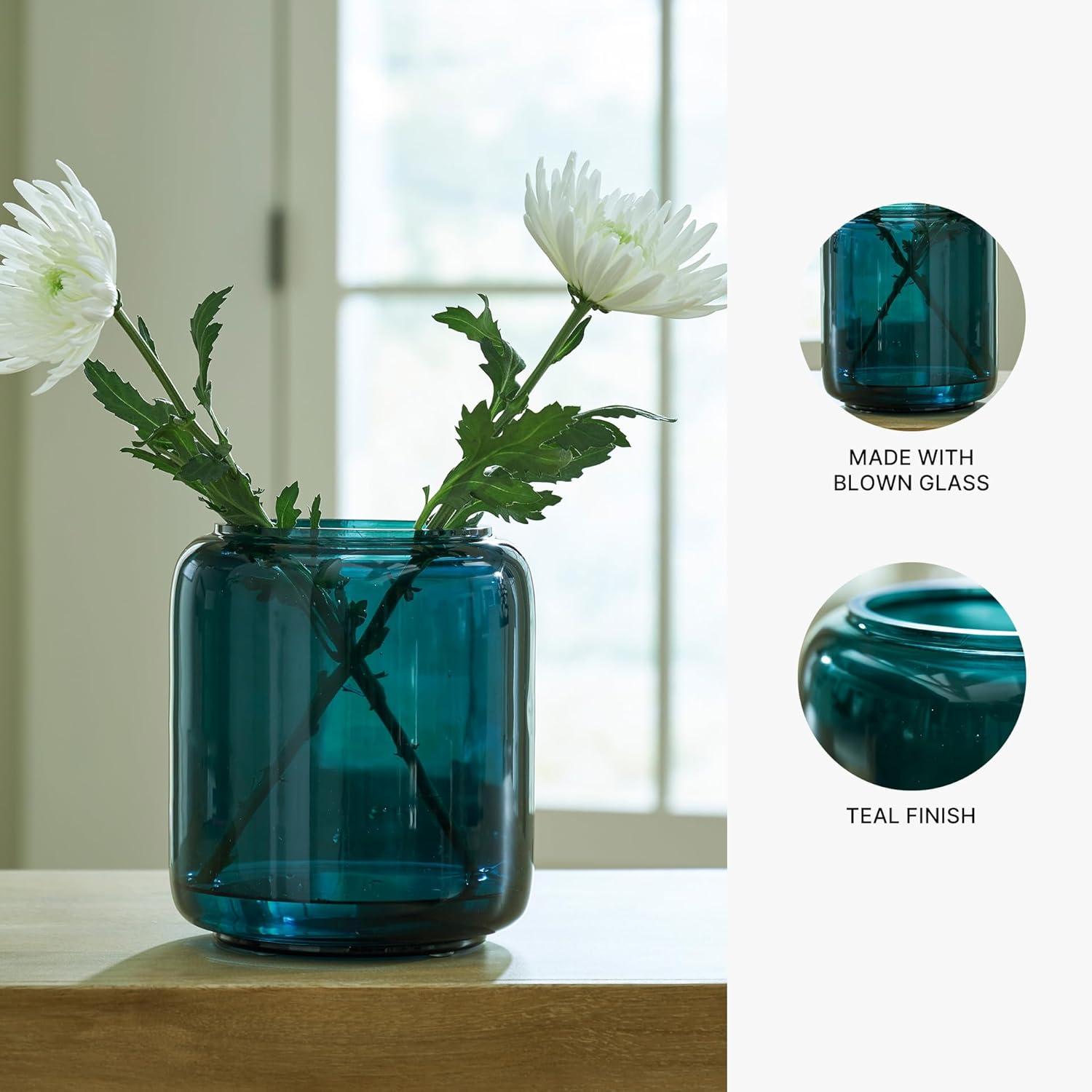 imageSignature Design by Ashley Inisland Contemporary Watertight Glass 8 Vase with Wide Mouth GreenGreen