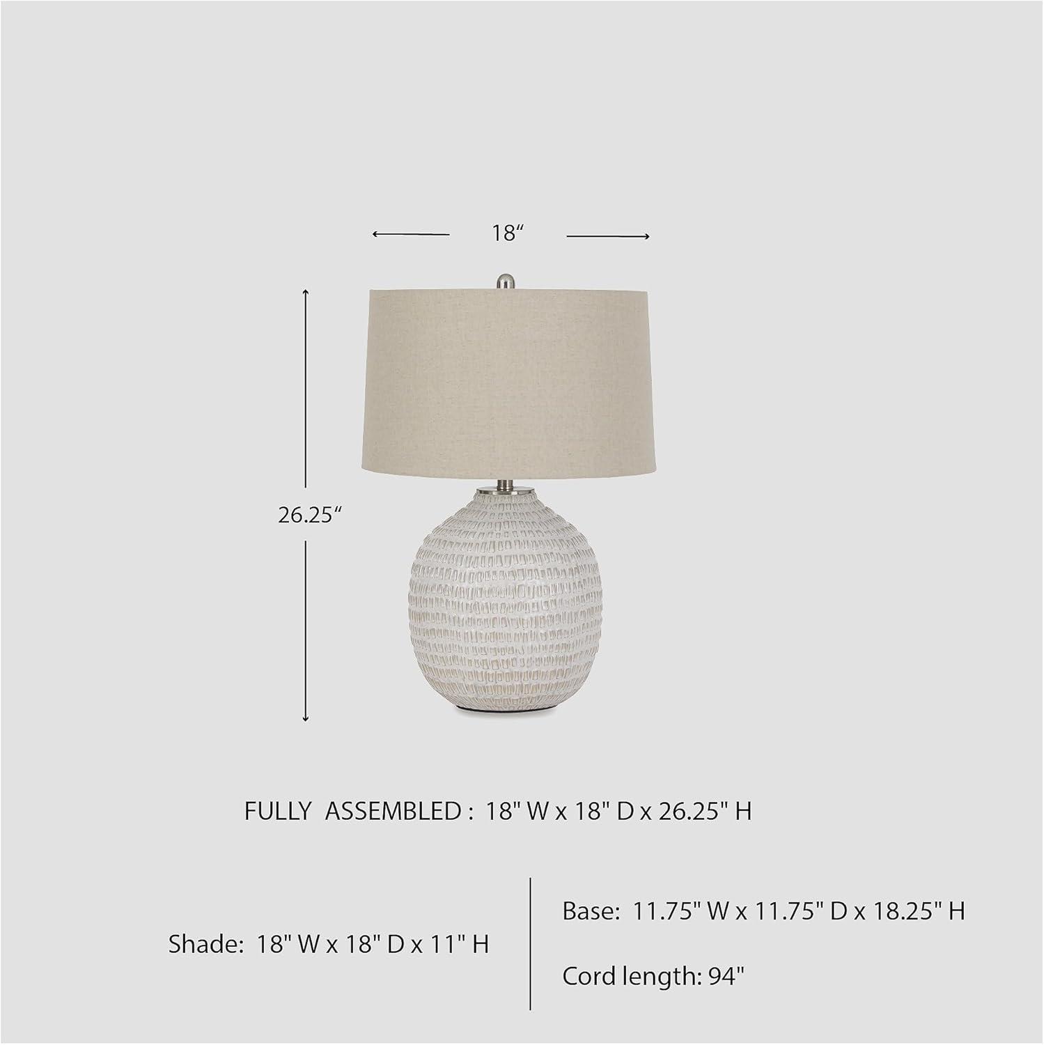imageSignature Design by Ashley Jamon Contemporary 26 Round Textured Ceramic Table Lamp Beige