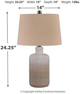 imageSignature Design by Ashley Jamon Contemporary 26 Round Textured Ceramic Table Lamp Beige