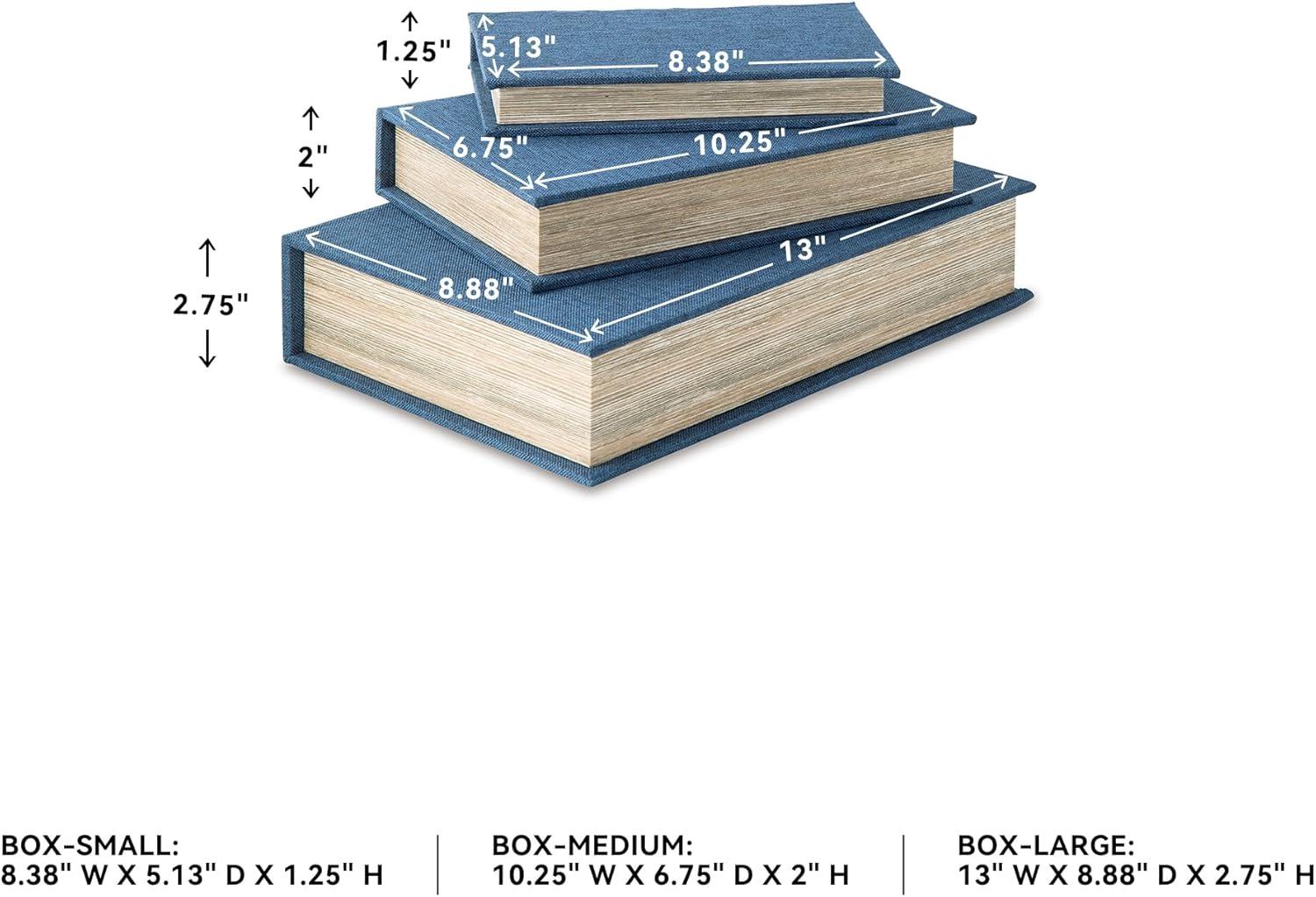 imageSignature Design by Ashley Jolina Vintage Box Set with Hinged Top and Velvet Lining Set of 3 Blue amp Beige