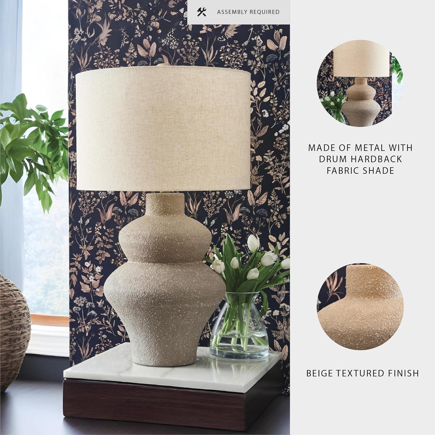 imageSignature Design by Ashley Jossleigh Bohemian Table Lamp with 3Way Switch and Drum Shade Beige