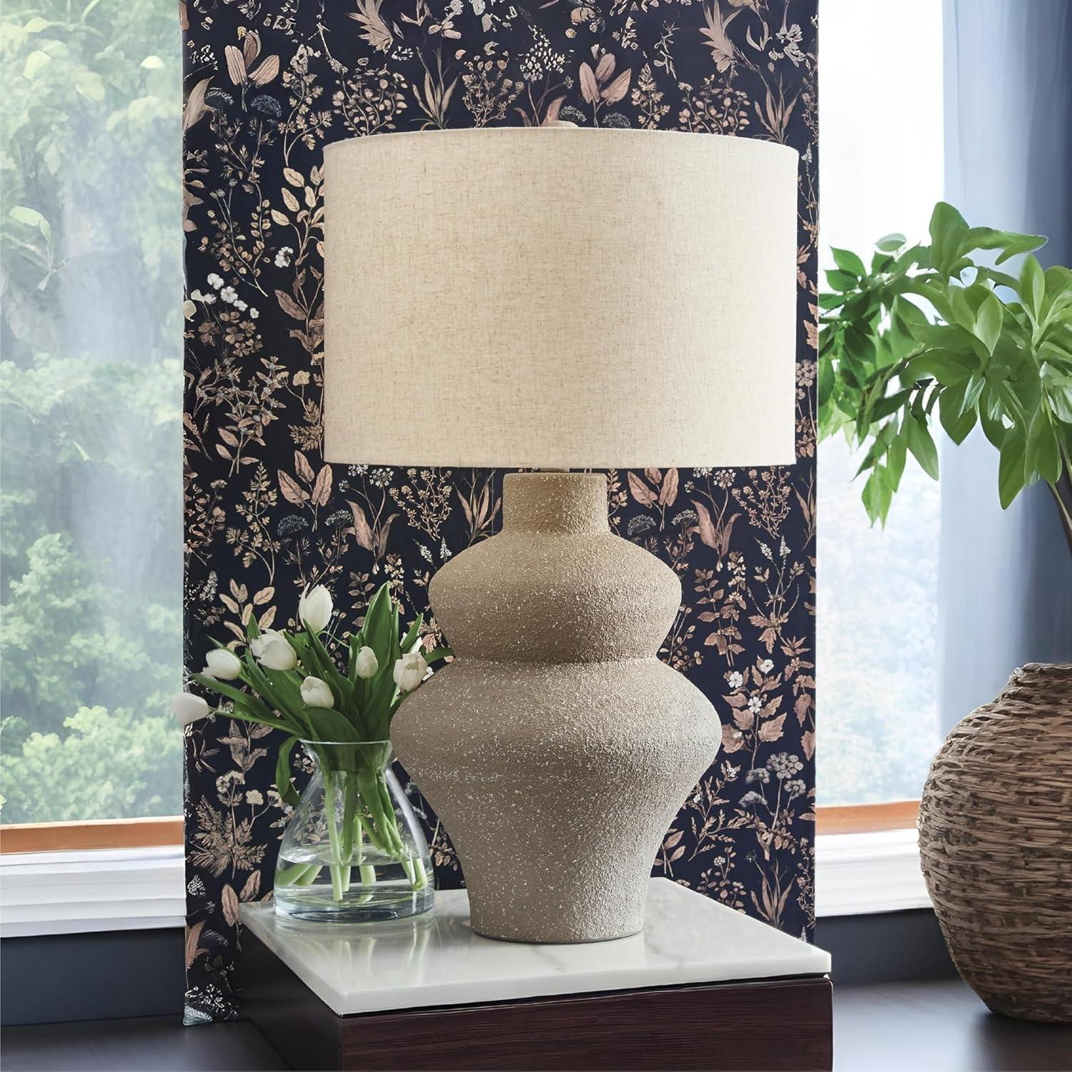 imageSignature Design by Ashley Jossleigh Bohemian Table Lamp with 3Way Switch and Drum Shade Beige
