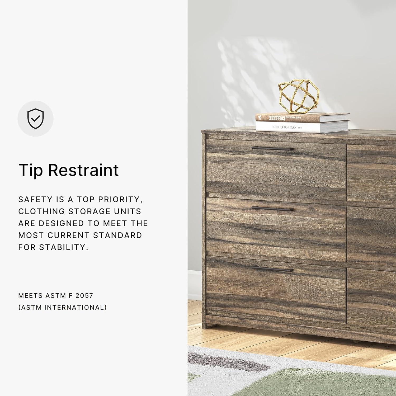 imageSignature Design by Ashley Jusika Casual 6Drawer Dresser with Oak Finish Dark Brown