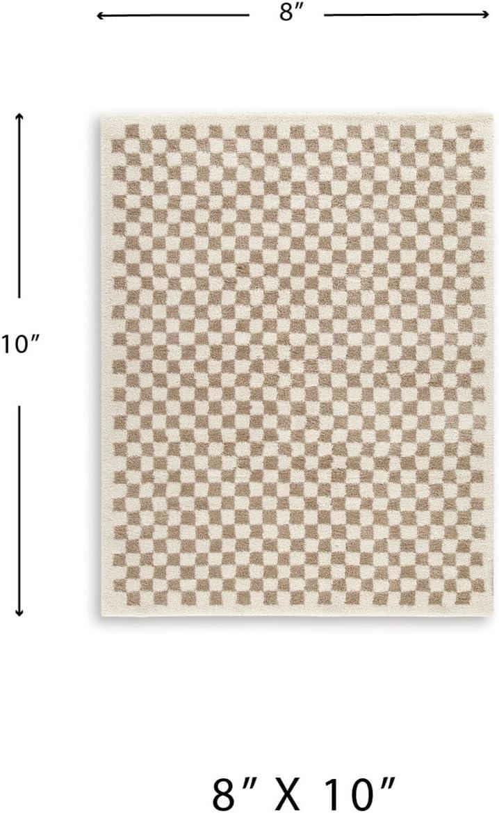 imageSignature Design by Ashley Karamen Casual Indoor Checkered Rectangular 8 x 10 Area Rug Beige amp Brown