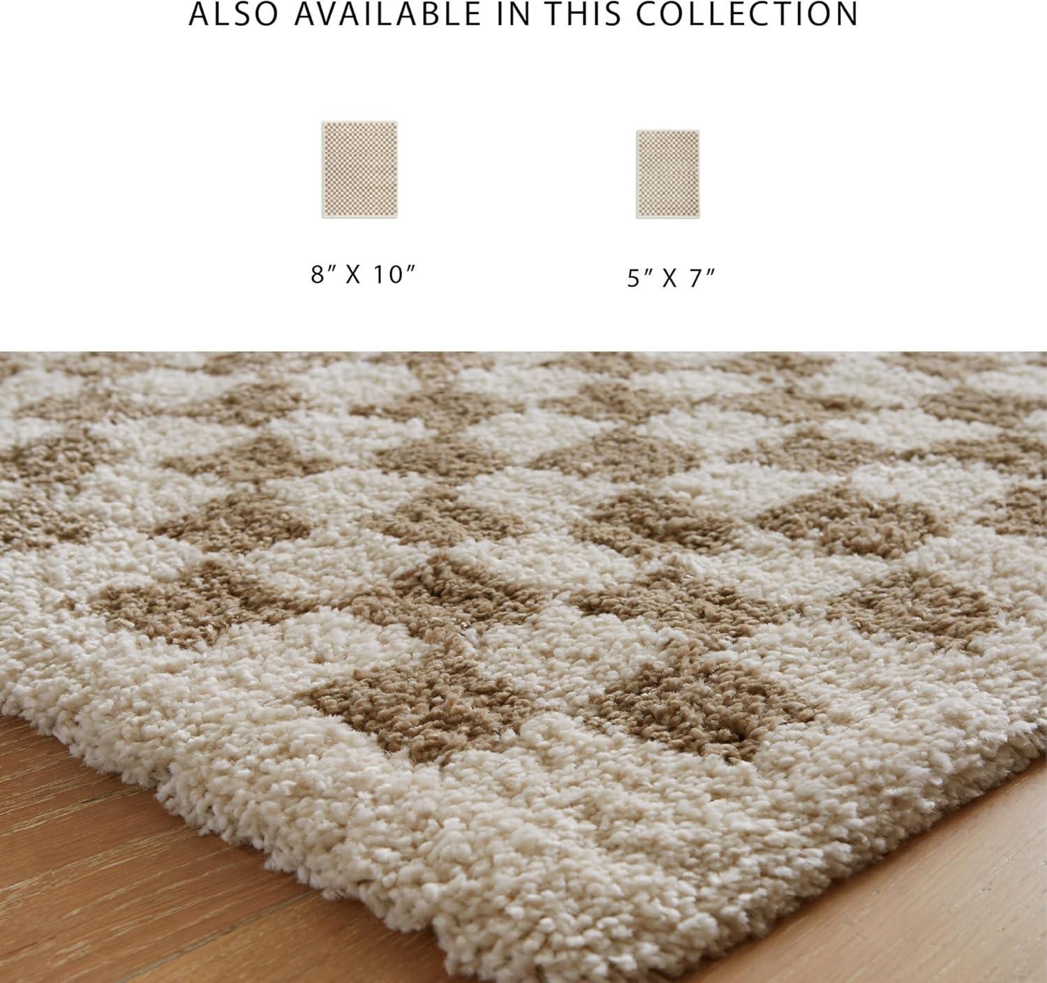 imageSignature Design by Ashley Karamen Casual Indoor Checkered Rectangular 8 x 10 Area Rug Beige amp Brown