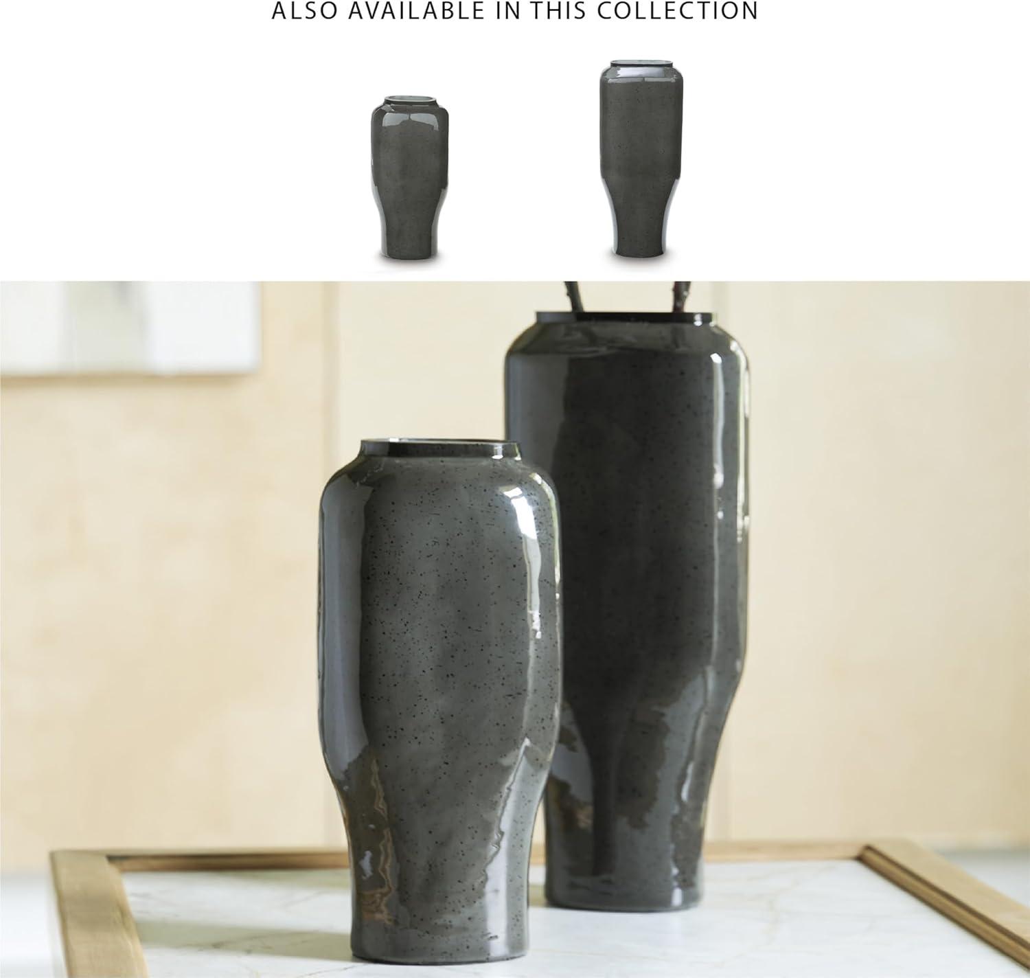 imageSignature Design by Ashley Kierlain Traditional Vase with Speckles Finish Gray amp BlackGray Black