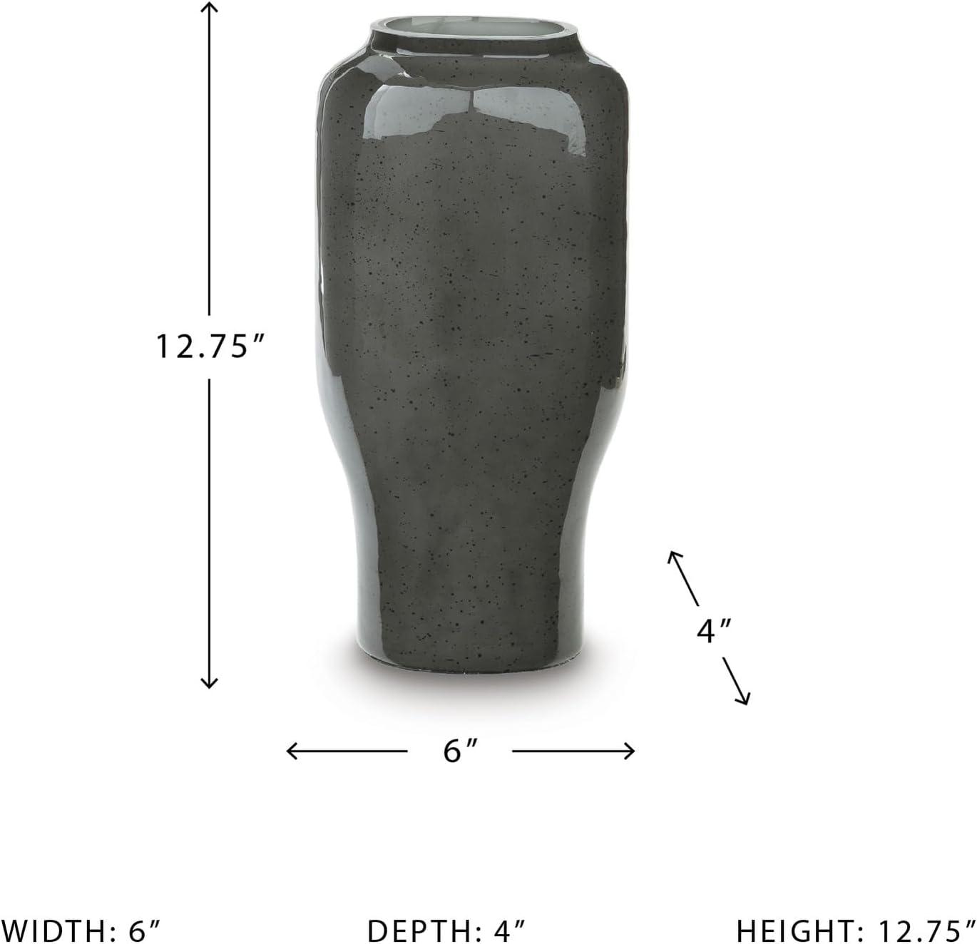 imageSignature Design by Ashley Kierlain Traditional Vase with Speckles Finish Gray amp BlackGray Black
