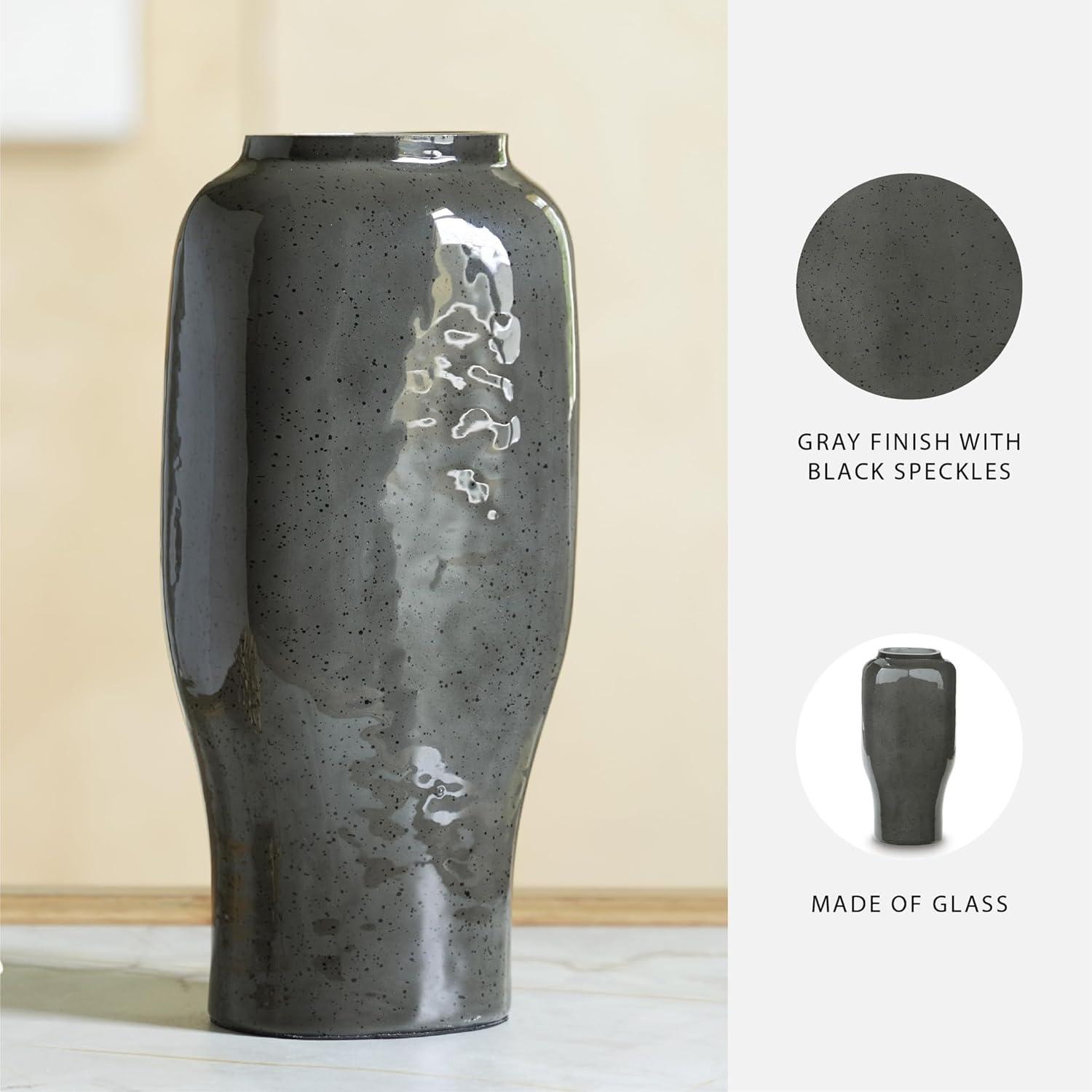 imageSignature Design by Ashley Kierlain Traditional Vase with Speckles Finish Gray amp BlackGray Black