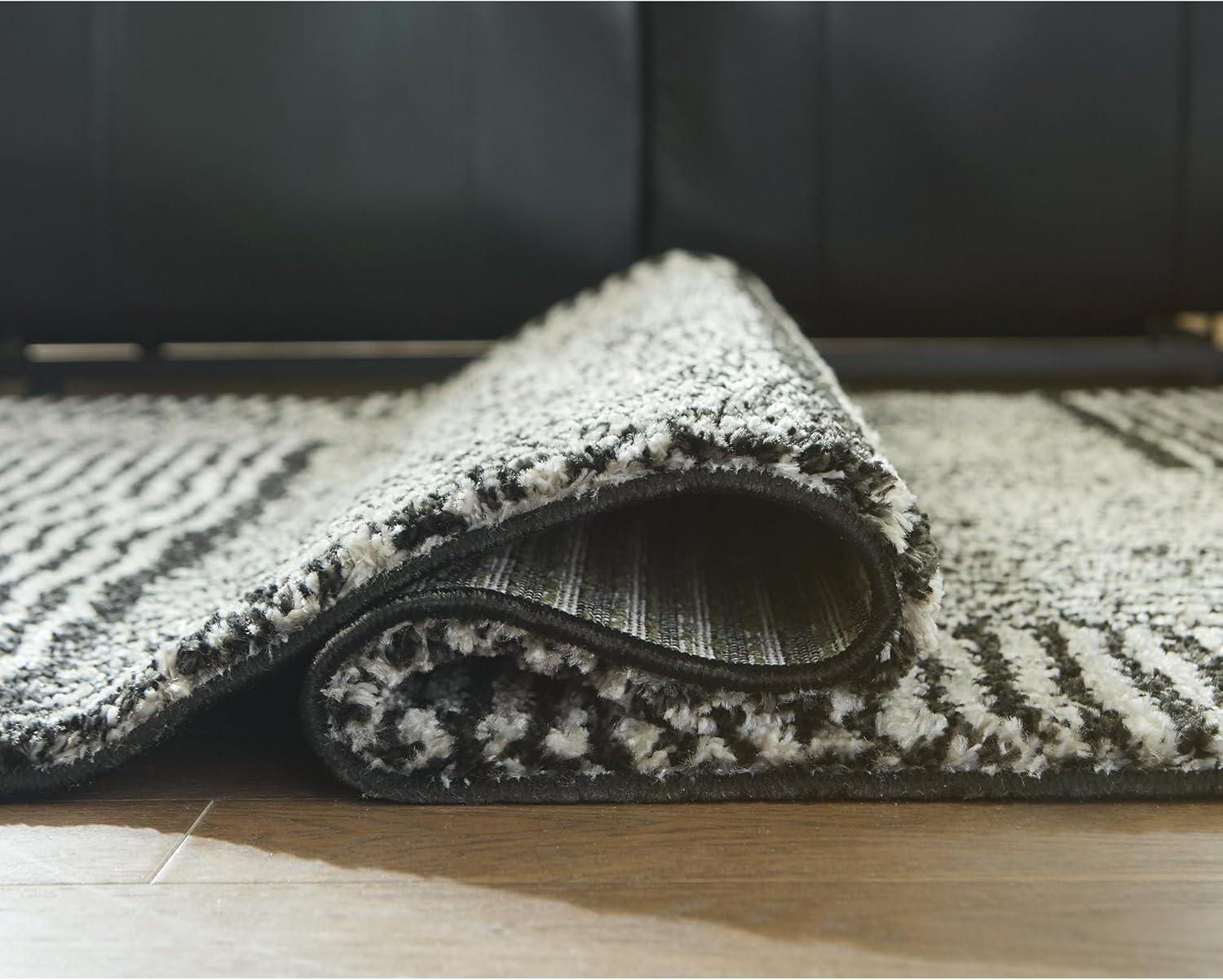 imageSignature Design by Ashley Kurtmen Modern Indoor Geometric Rectangular 8 x 10 Area Rug Black amp Beige