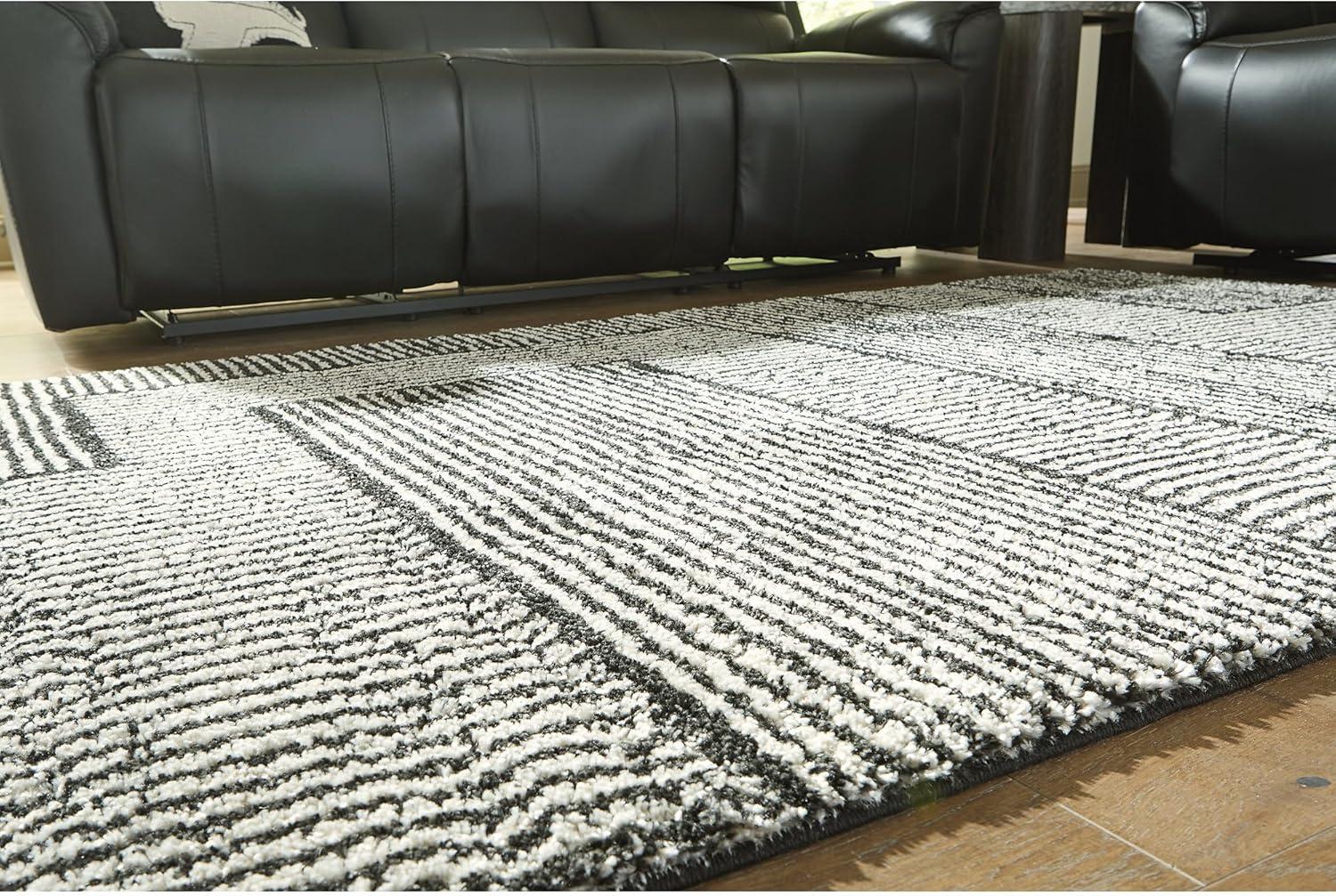 imageSignature Design by Ashley Kurtmen Modern Indoor Geometric Rectangular 8 x 10 Area Rug Black amp Beige