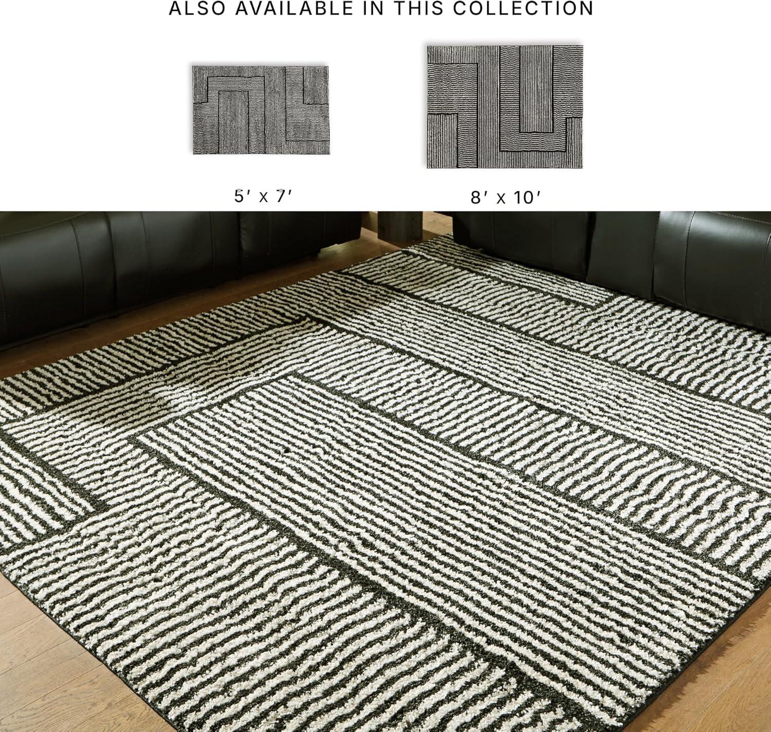 imageSignature Design by Ashley Kurtmen Modern Indoor Geometric Rectangular 8 x 10 Area Rug Black amp Beige