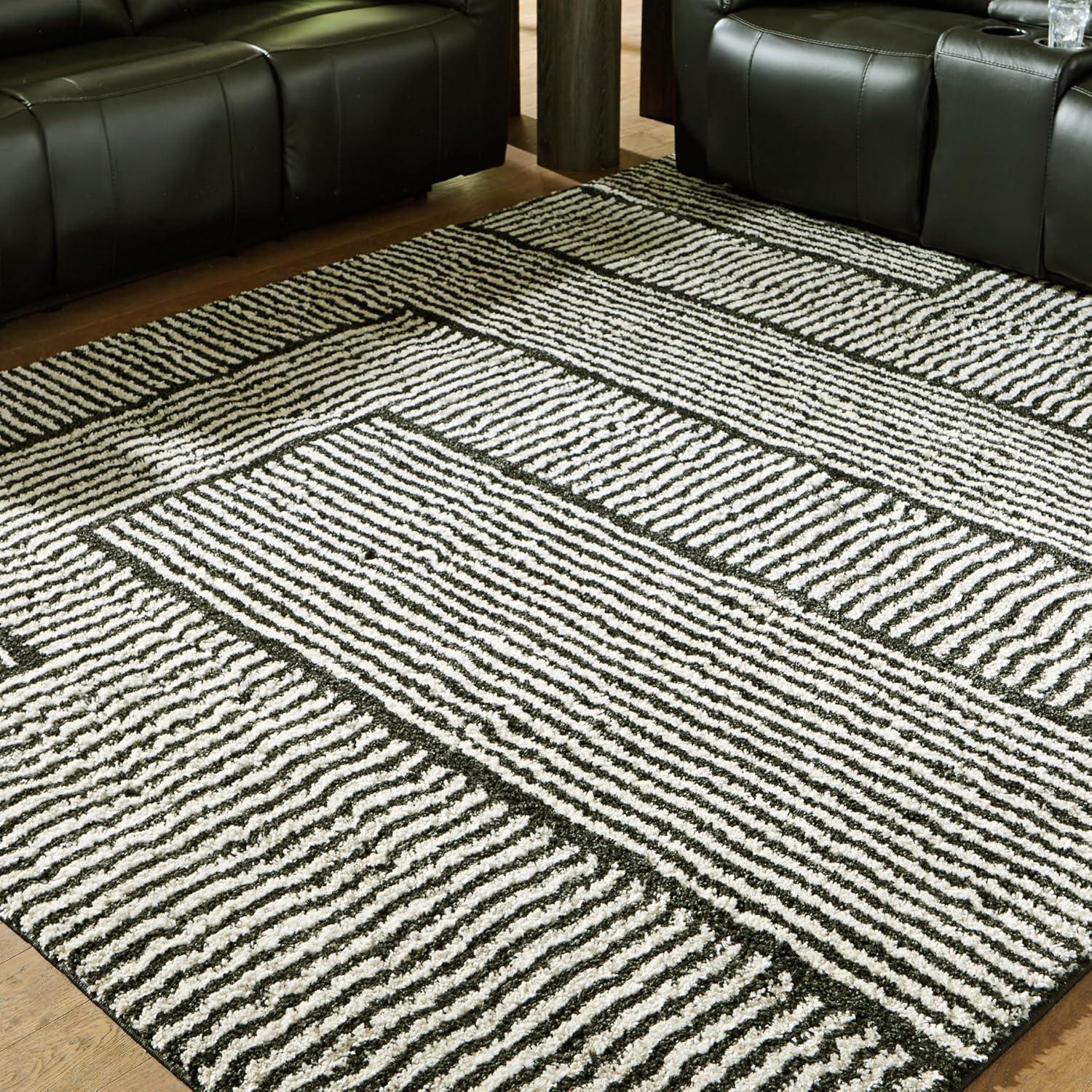 imageSignature Design by Ashley Kurtmen Modern Indoor Geometric Rectangular 8 x 10 Area Rug Black amp Beige