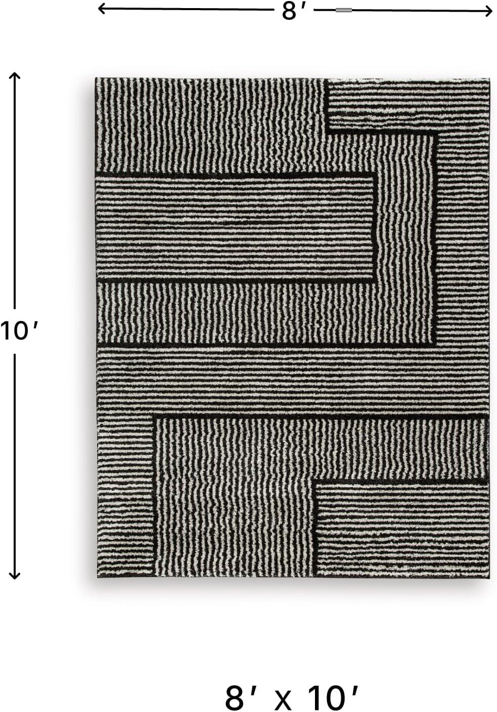 imageSignature Design by Ashley Kurtmen Modern Indoor Geometric Rectangular 8 x 10 Area Rug Black amp Beige