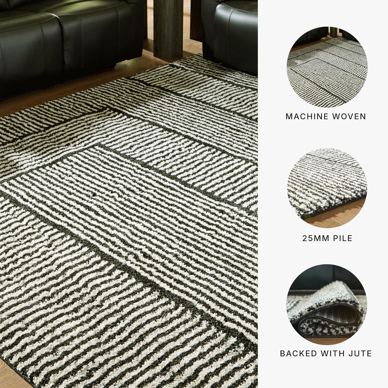 imageSignature Design by Ashley Kurtmen Modern Indoor Geometric Rectangular 8 x 10 Area Rug Black amp Beige