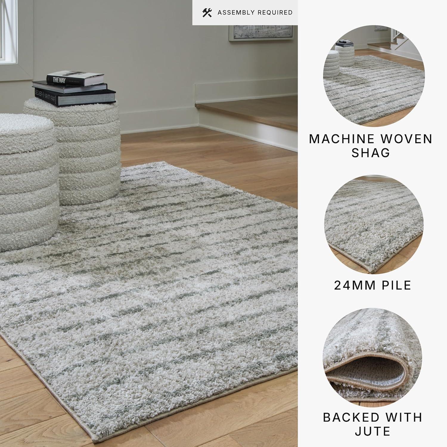 imageSignature Design by Ashley Laddway Casual Indoor Striped Fluffy 5 x 7 Rug Beige amp Gray410 x 611 Rectangular